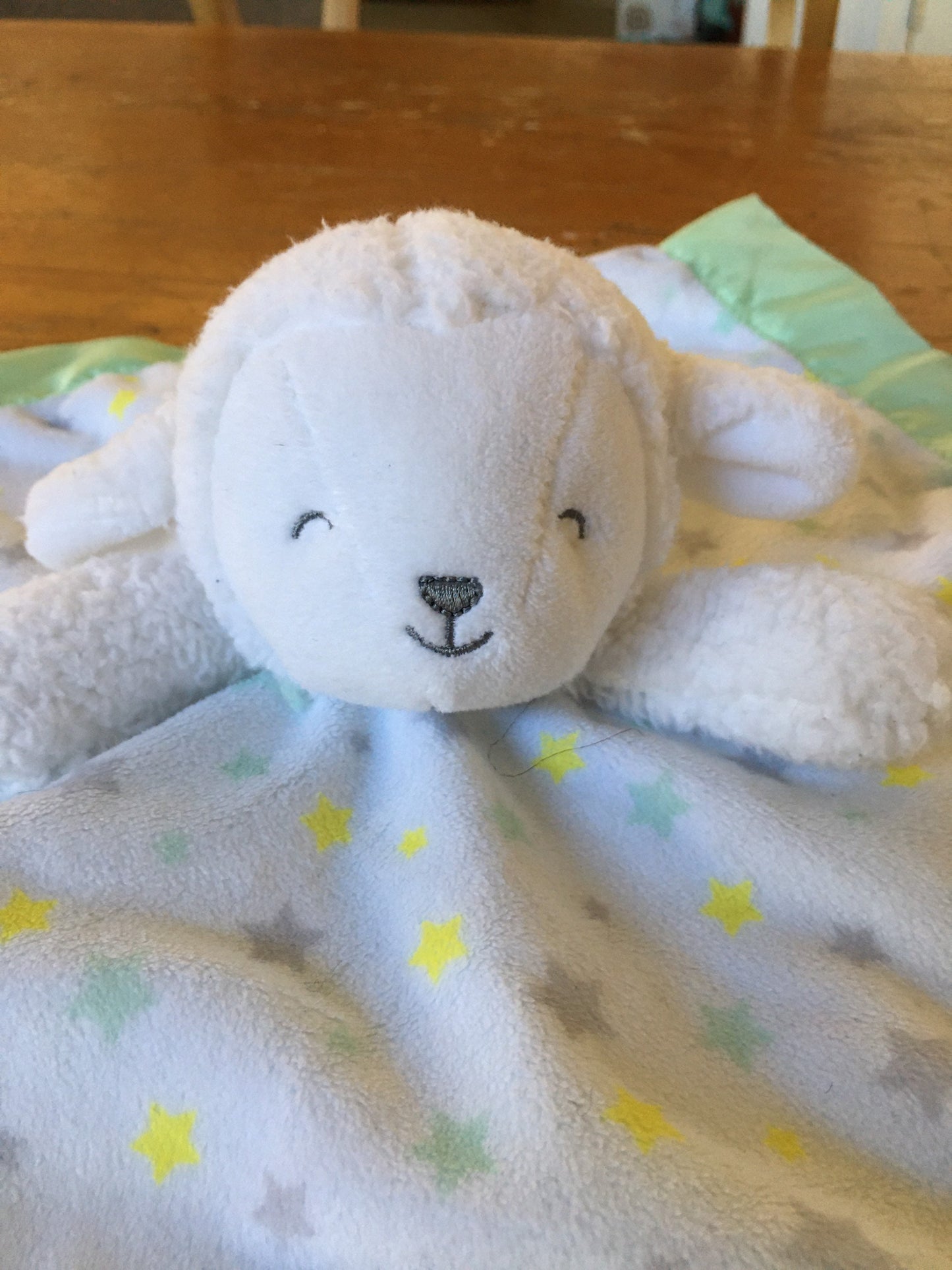 Lovie Security Blanket Carters Lamb Green Yellow Stars Lovey Child of Mine