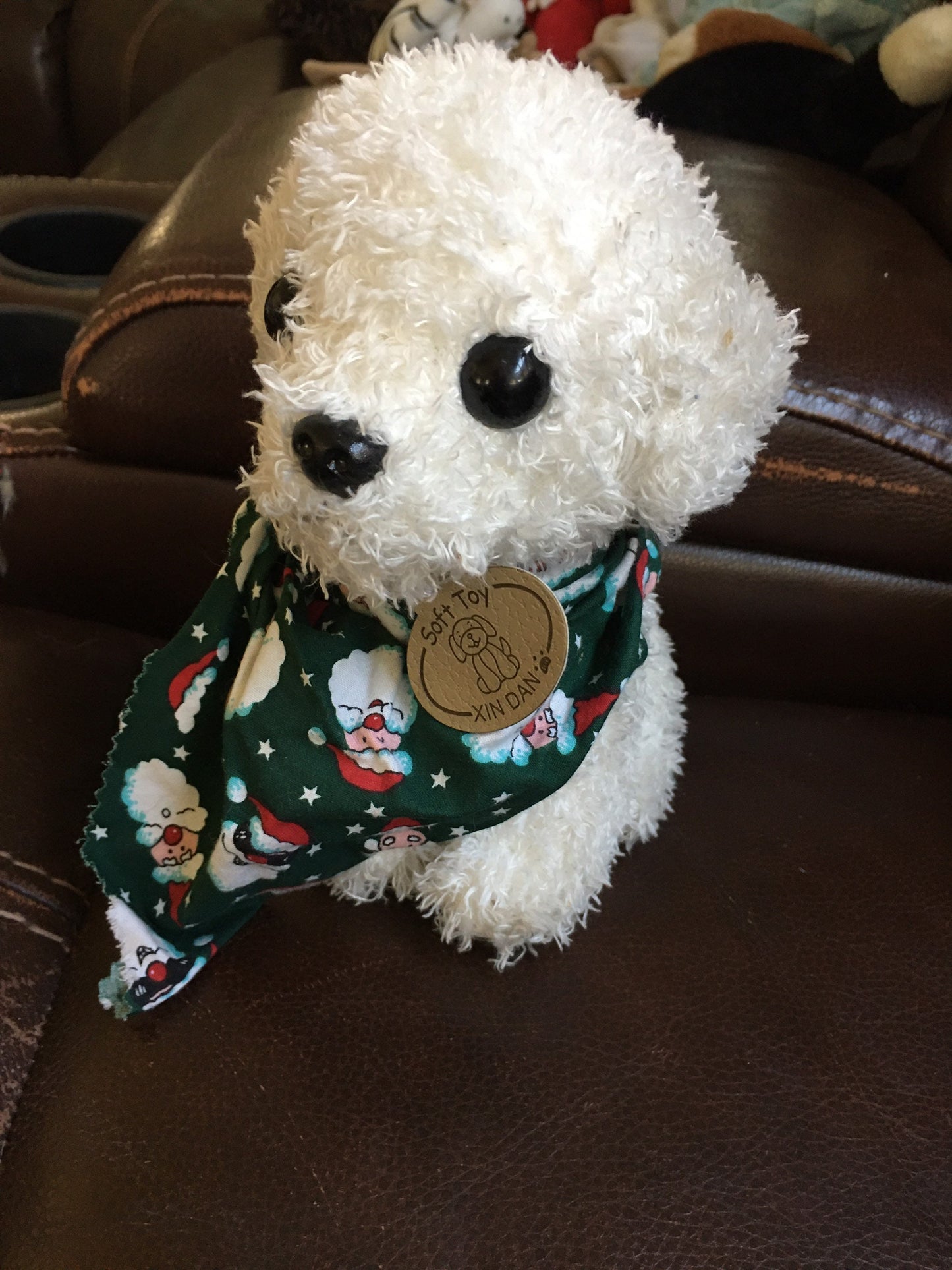 Christmas Holiday Small White Puppy Dog Stuffed Animal