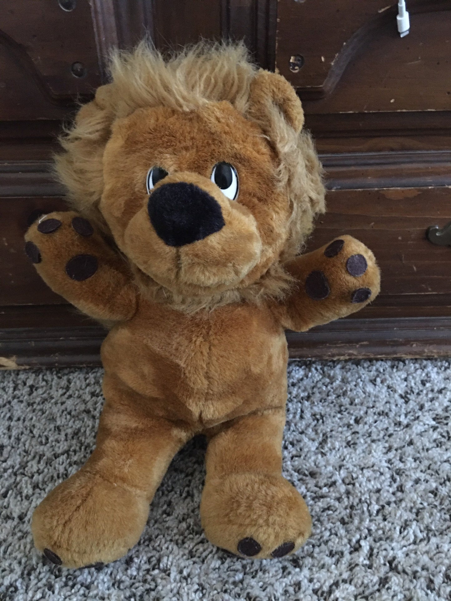 King Brown Lion Plush Toy, Fuzzy Mane