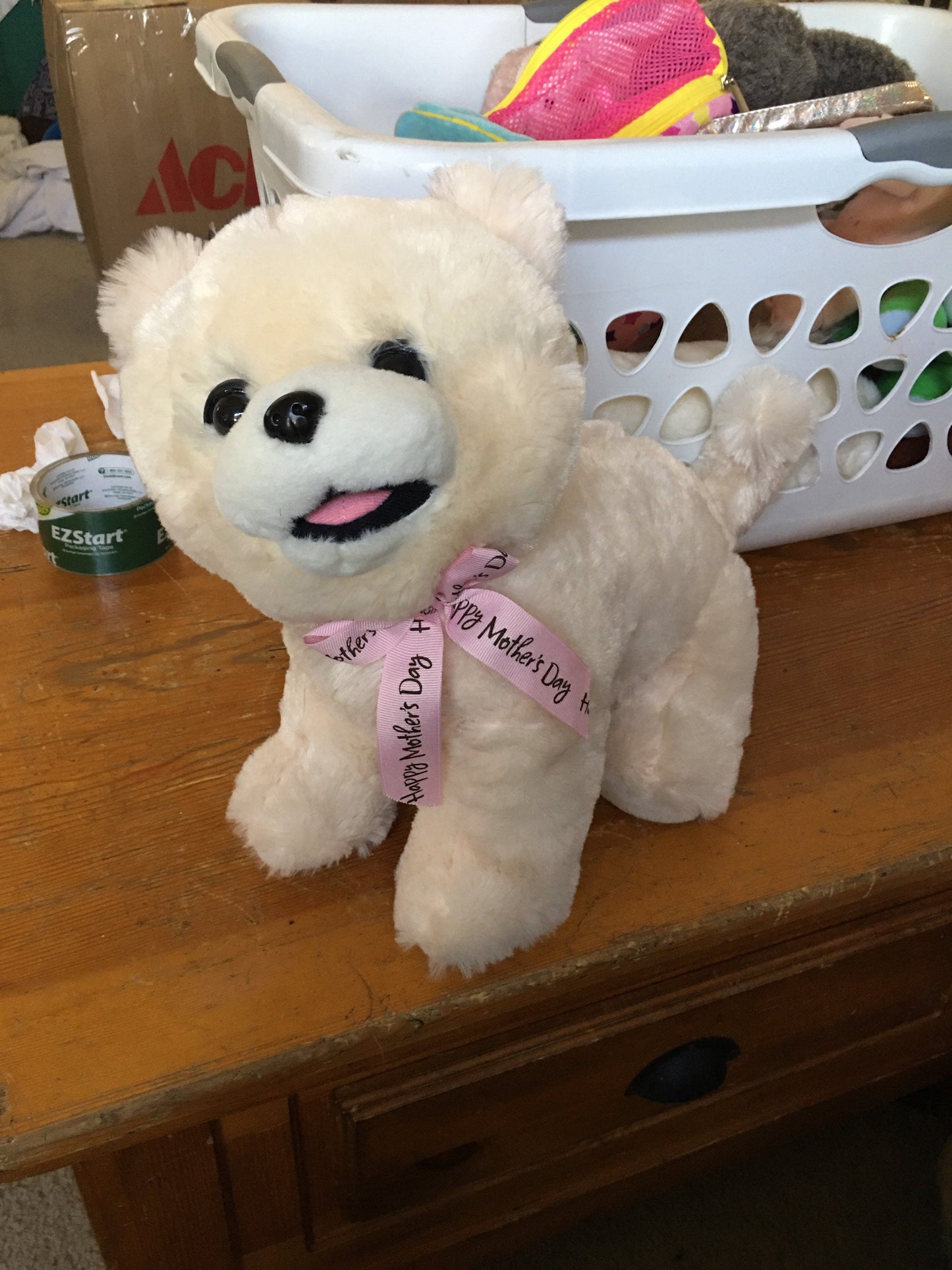Happy Mother’s Day Pomeranian Puppy Dog Stuffed Animal Plush Toy Vintage For Kids