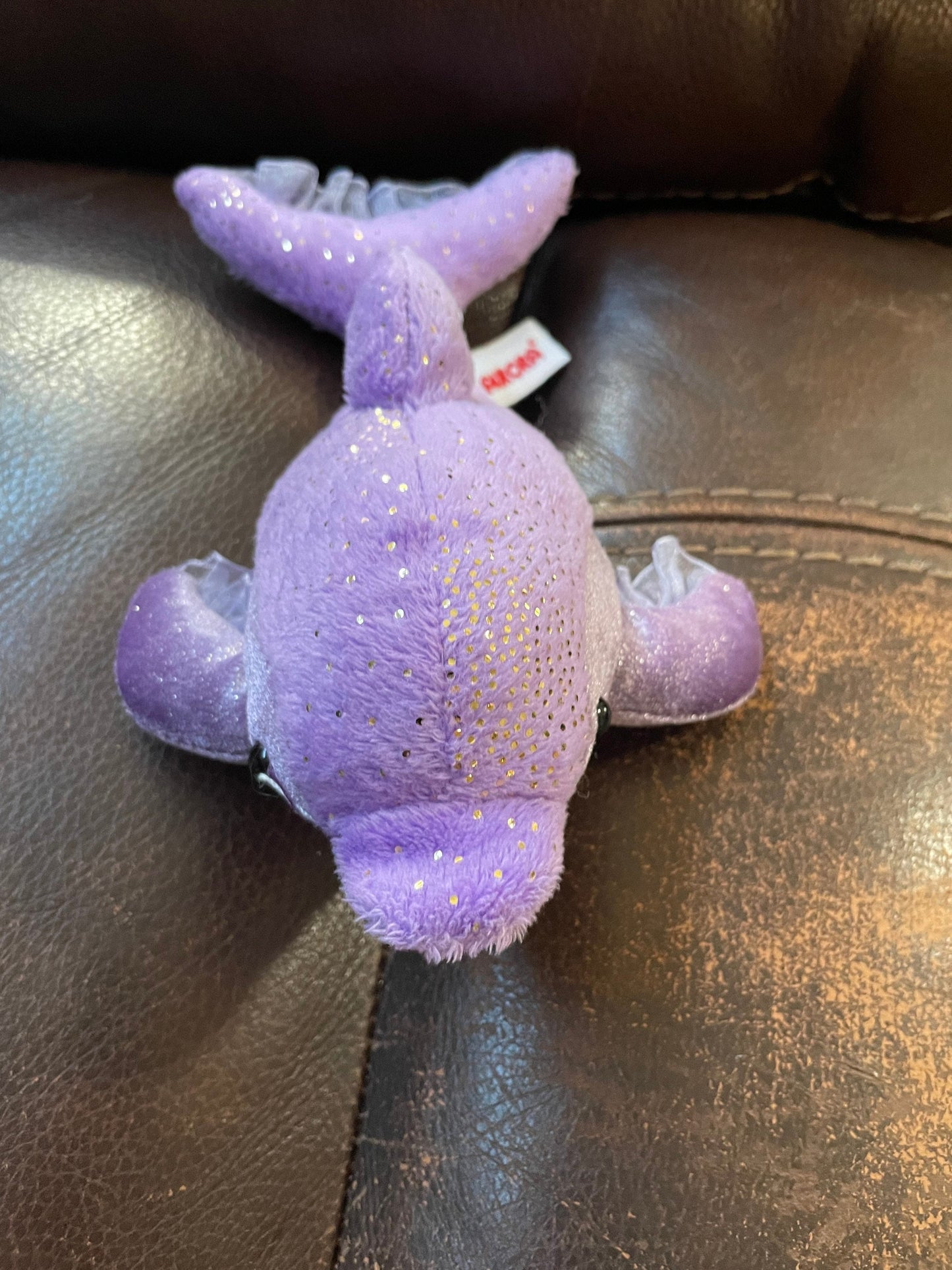 Aurora Purple sparkly Dollyphin Stuffed Animal plush with lacy fins and tail