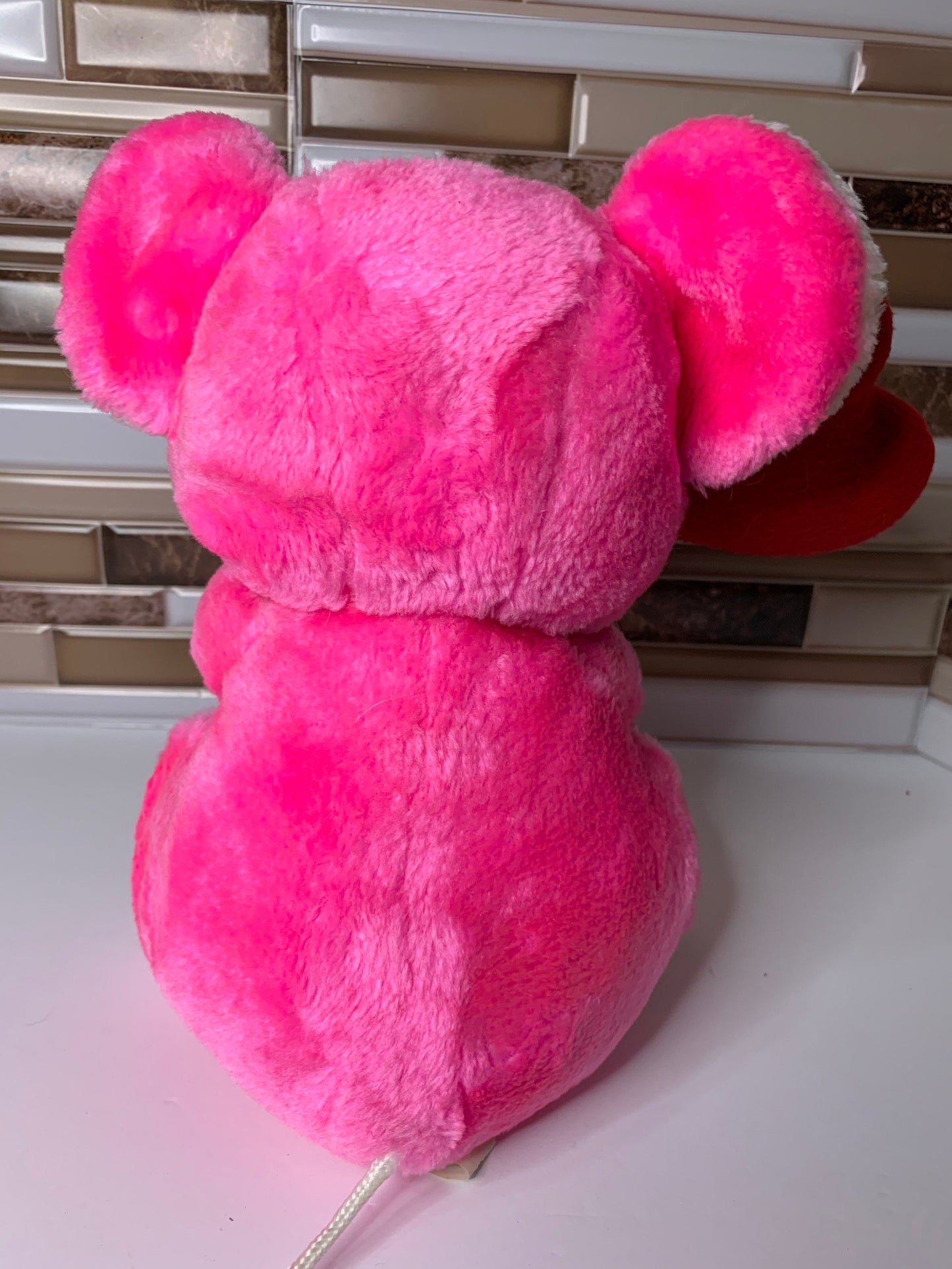 Vintage Circus Circus Pink Mouse with I love you Heart Balloon