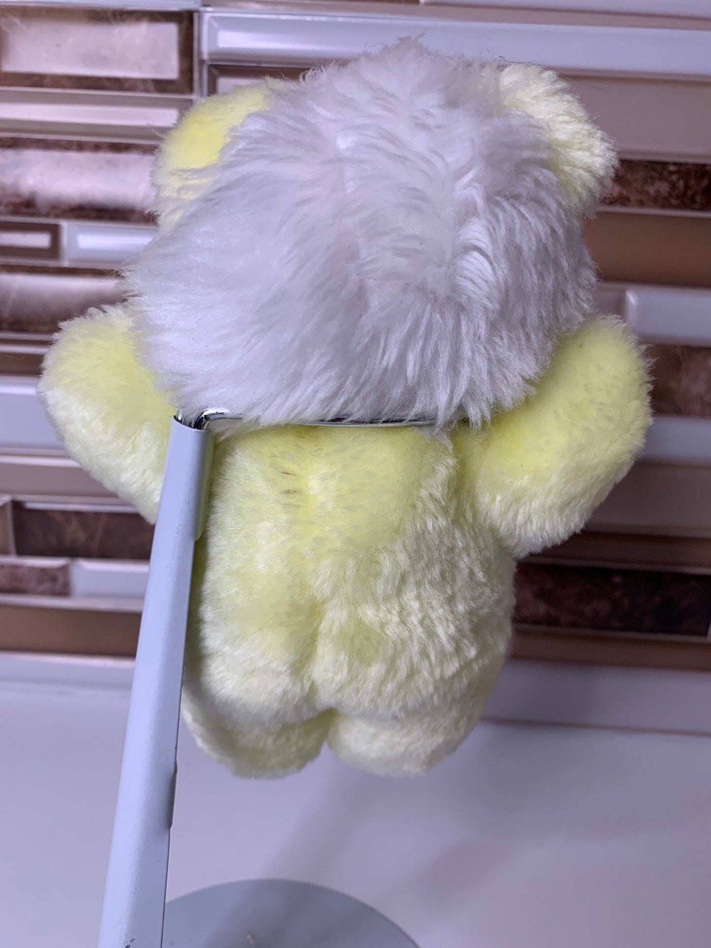 Vintage Yellow Stuffed Teddy Bear, Small Plush Toy