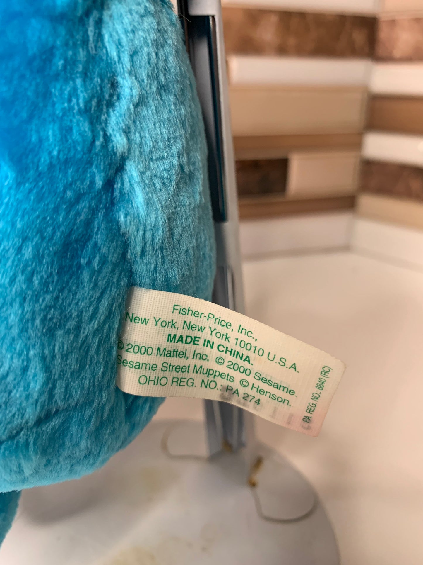 Vintage 2000 Fisher Price/Mattel Cookie Monster. Small 8”