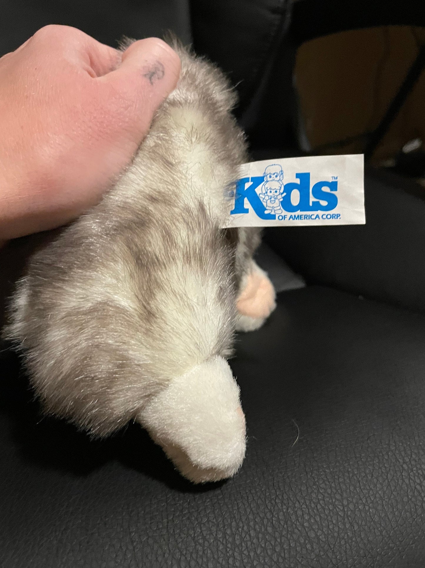 kids of america gay and white cat plush vintage with bell on collar