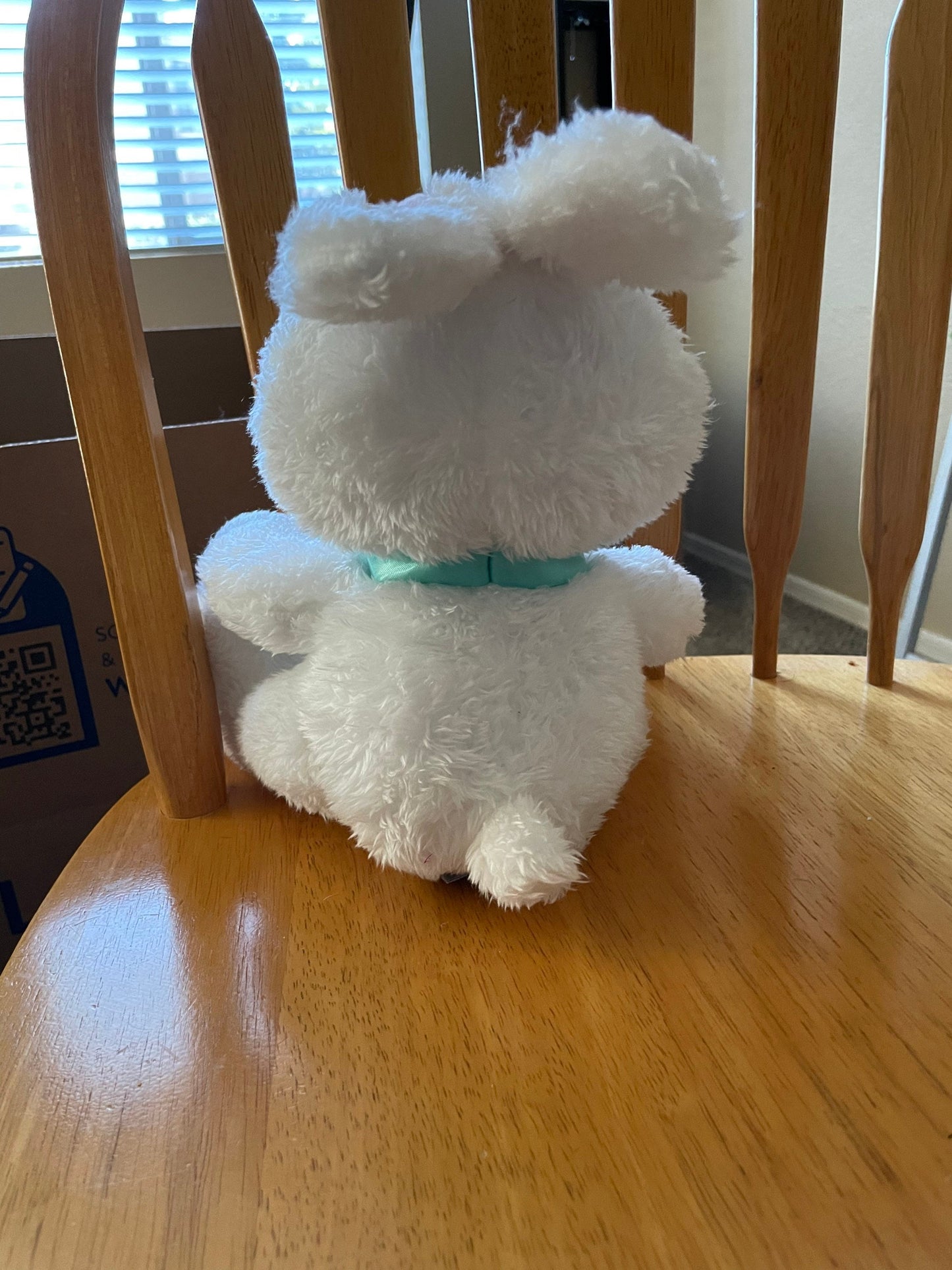 Hallmark White and Pink Bunny Rabbit Plush with Green bow. 9”