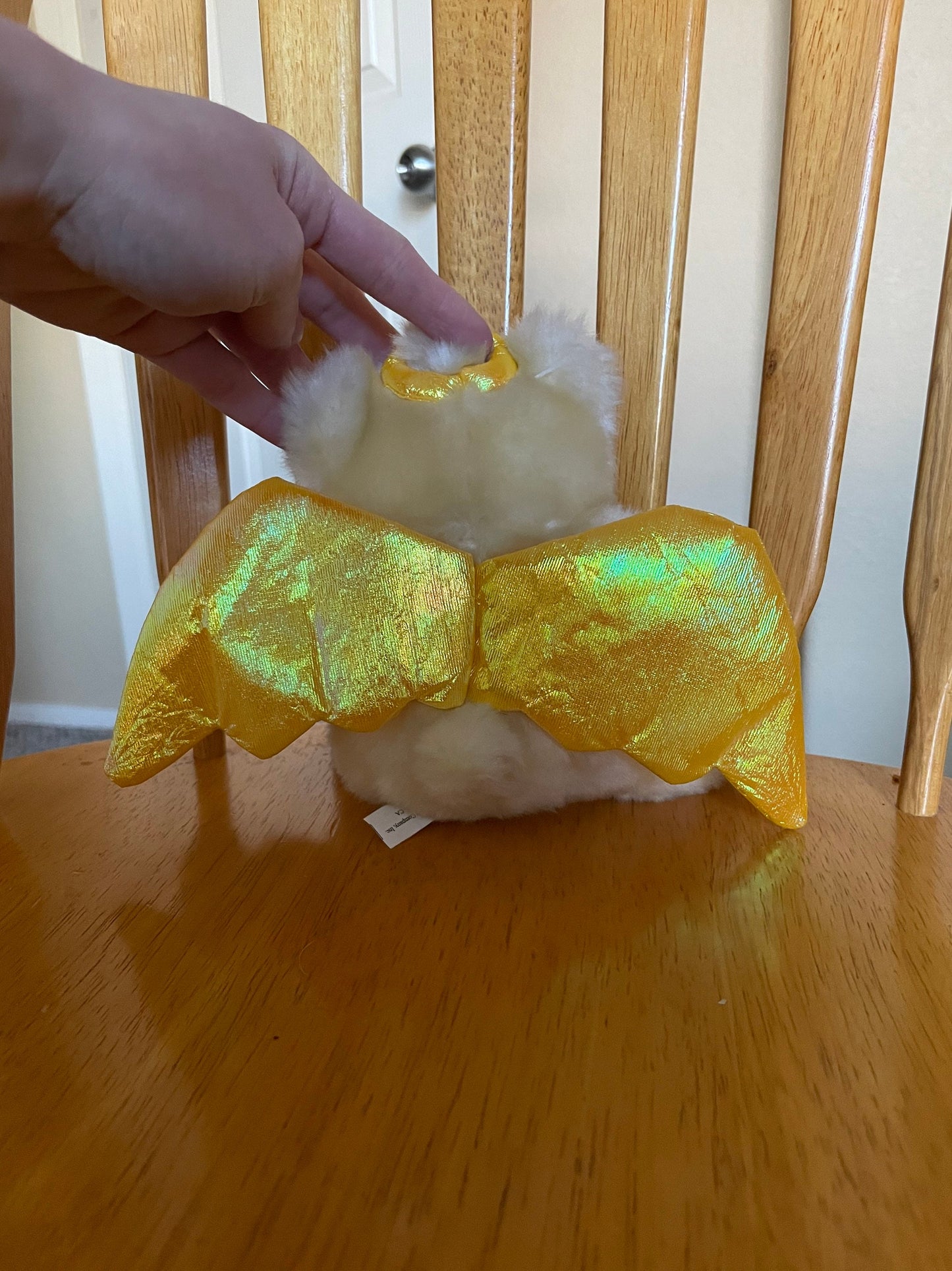 Guardian Angel Teddy Bear Plush with Gold Wings, Working Voice Box