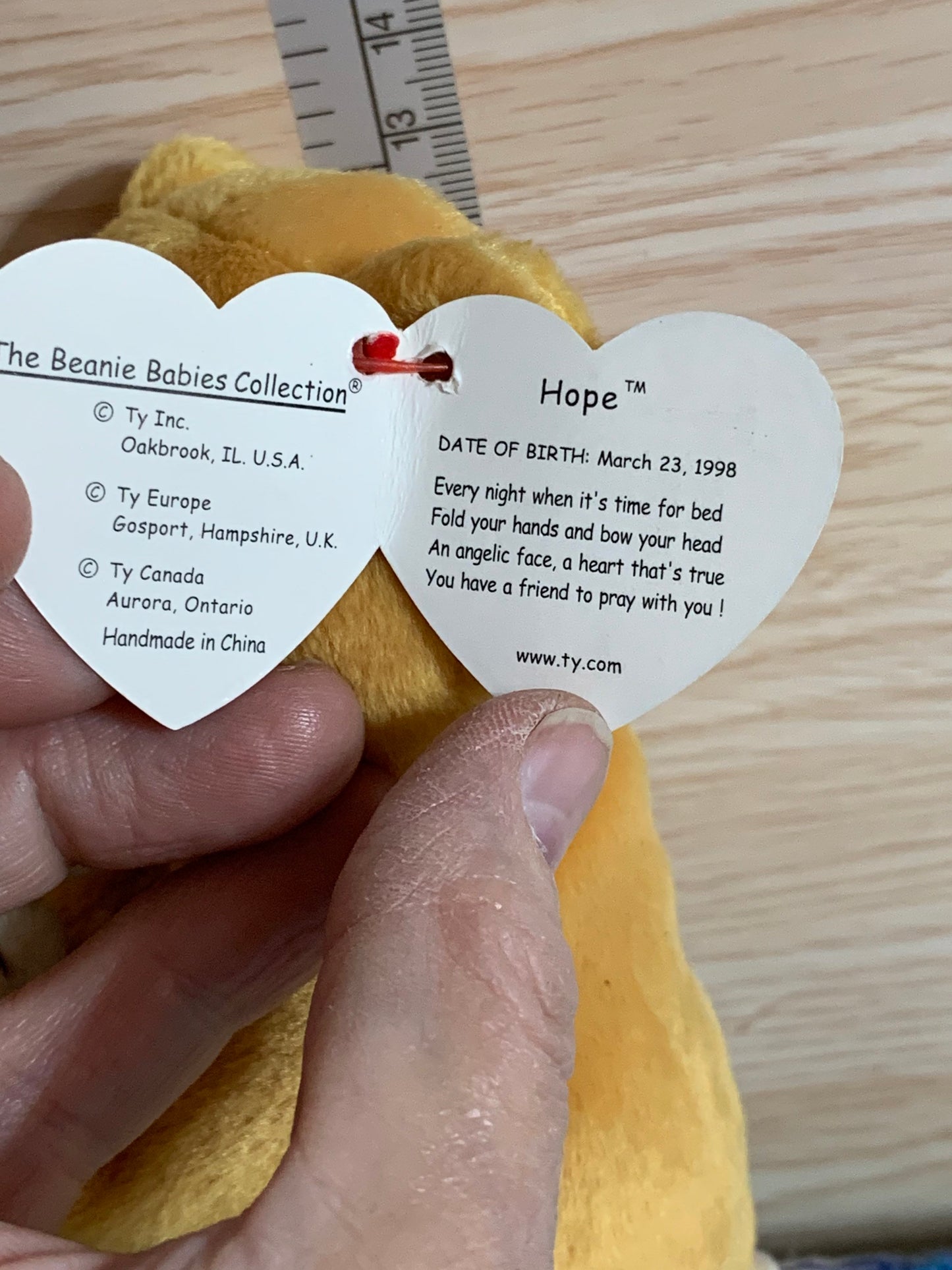 Hope Praying Bear. TY Beanie Baby. Retired.