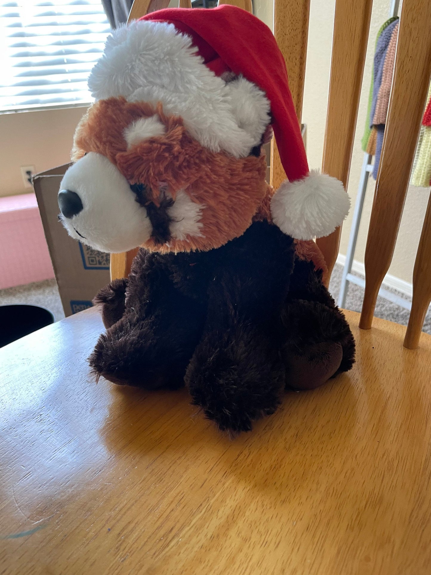 Destination nation red panda in santa hat plush