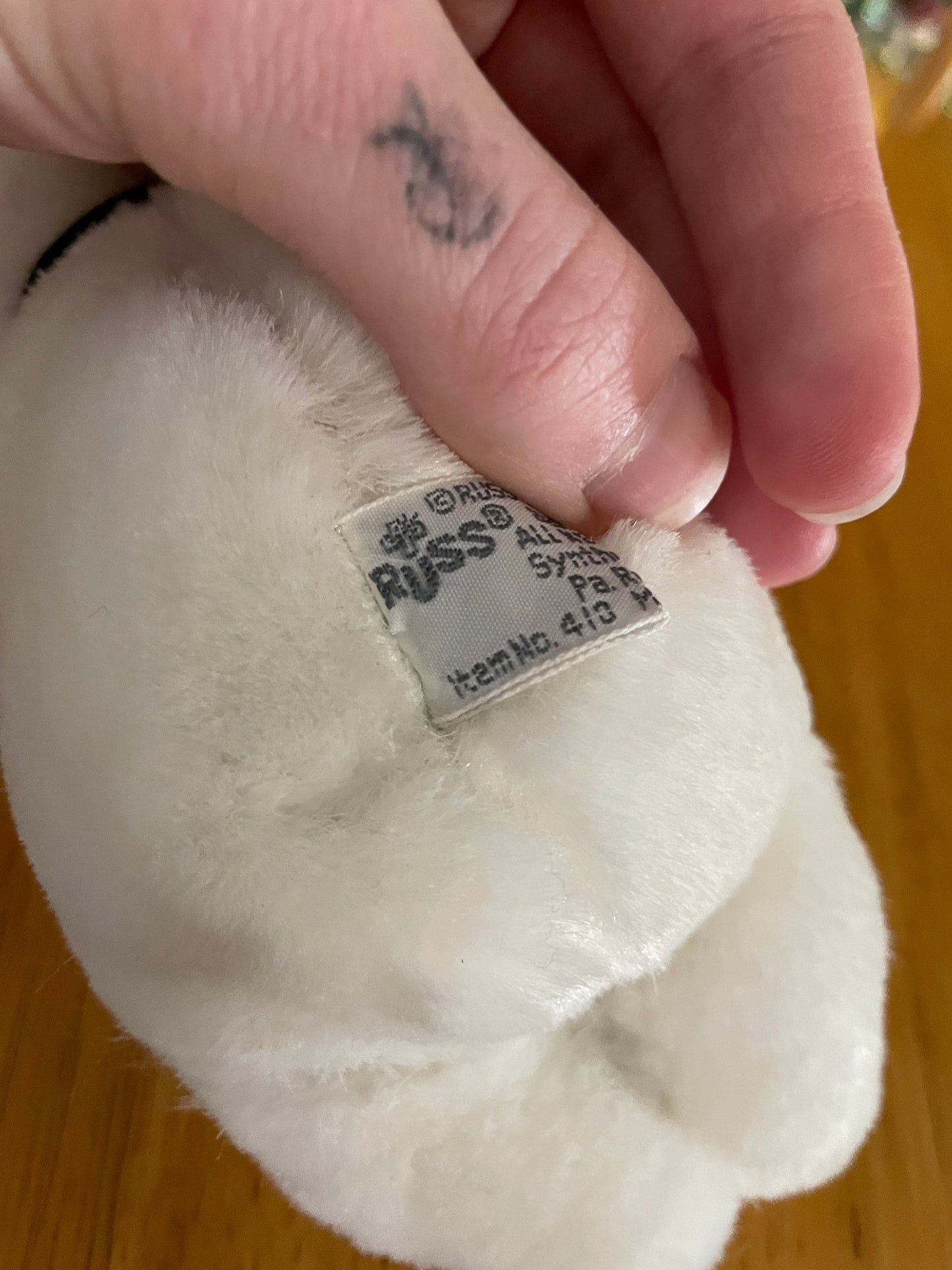Small white russ berrie bear #410 stuffed animals plush toy