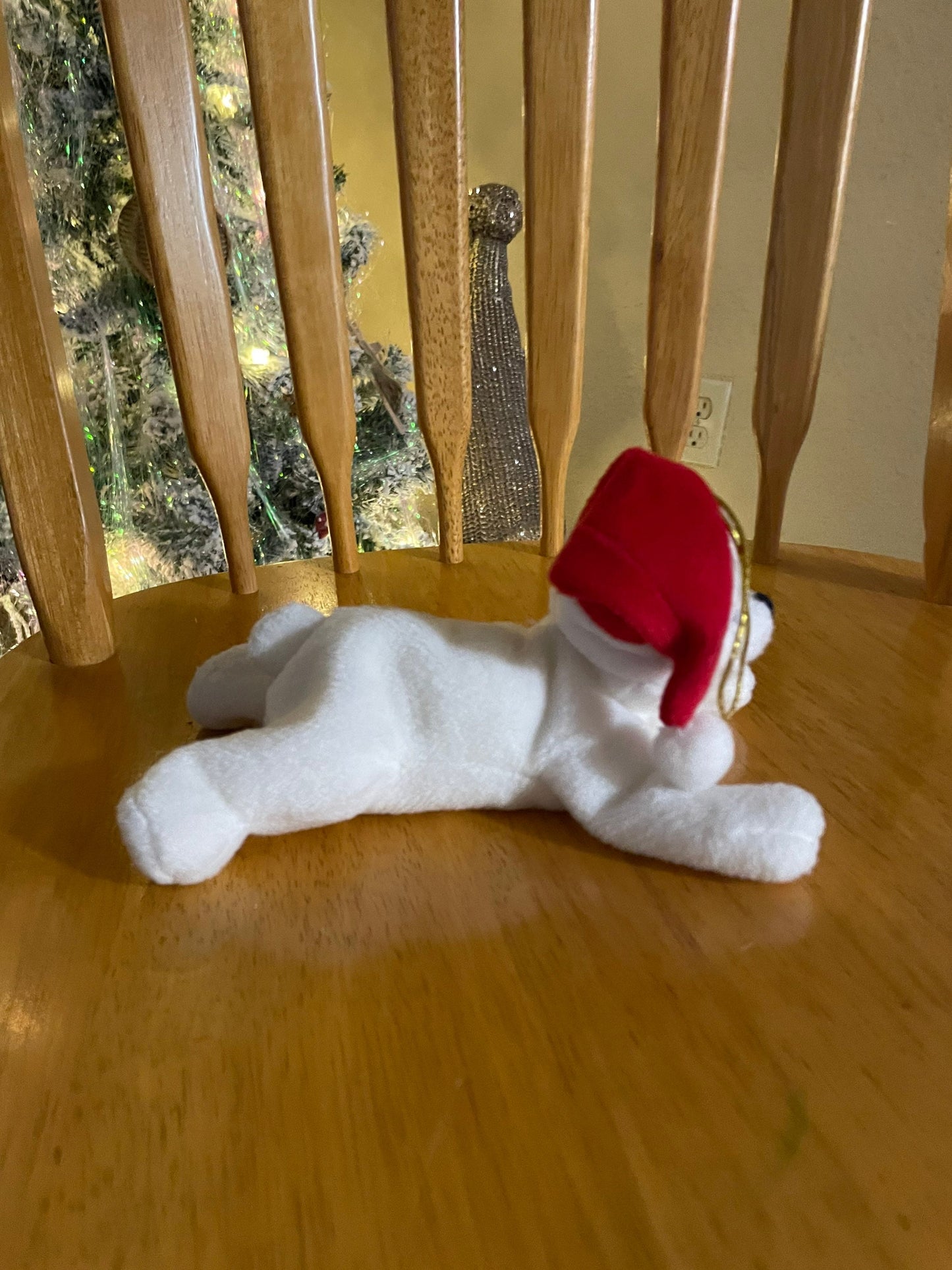 Vintage Christmas Polar Bear Santa Tree Ornament Stuffed Animal Plush Toy
