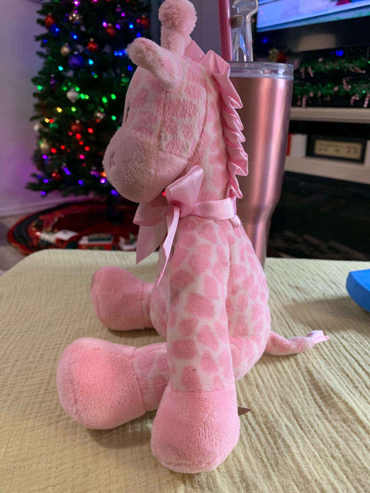 First and Main Pink Giraffe Rattle Plush