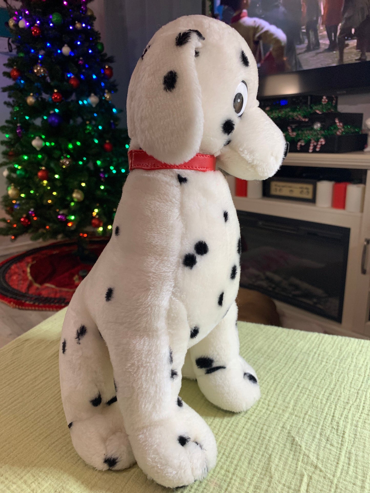 Vintage Dalmatian Plush With Red Collar. Disney 101 Dalmatians Style