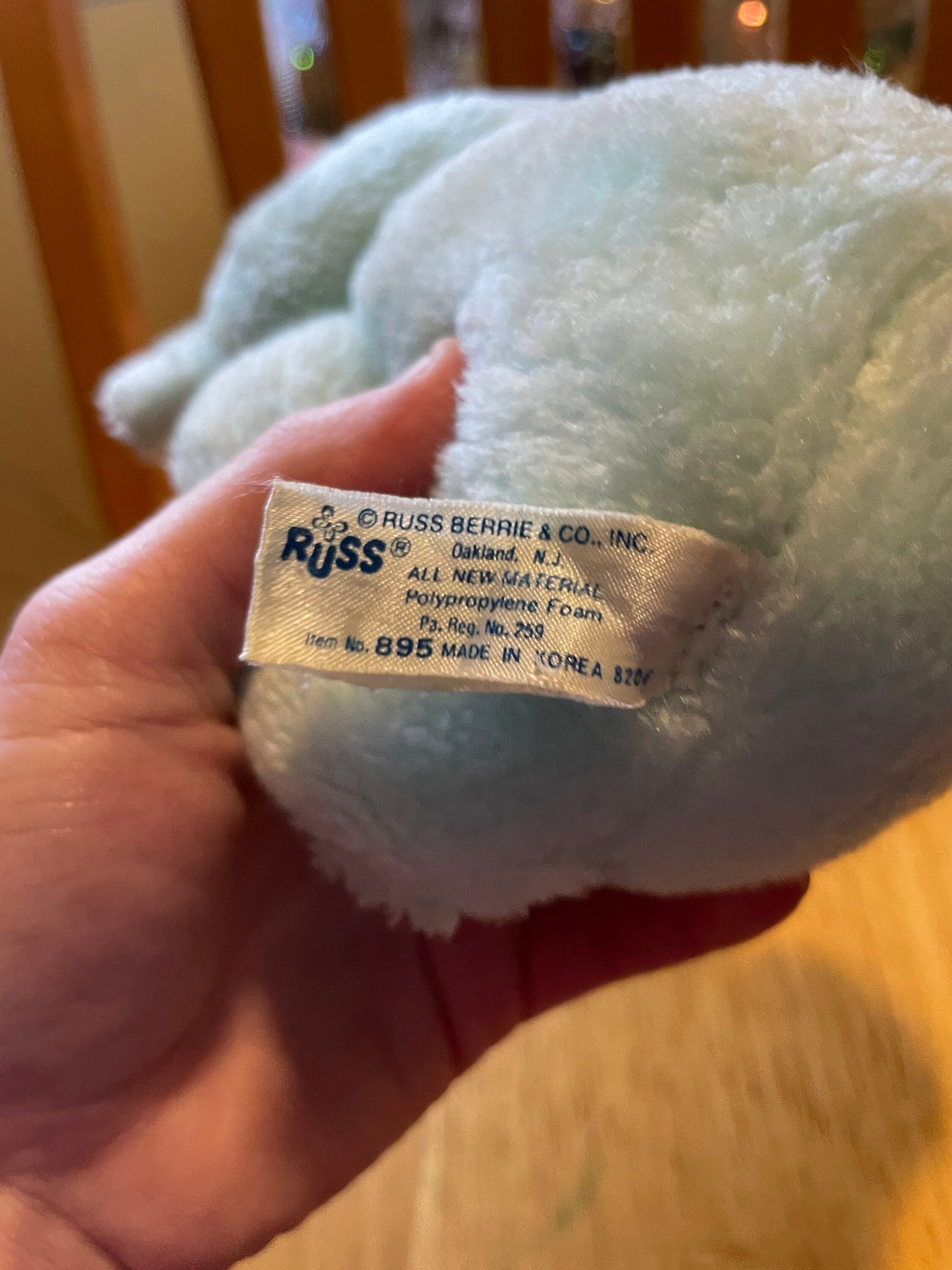 Russ Berrie Tubbles Blue Teddy Bear - Vintage, Rare and HTF!