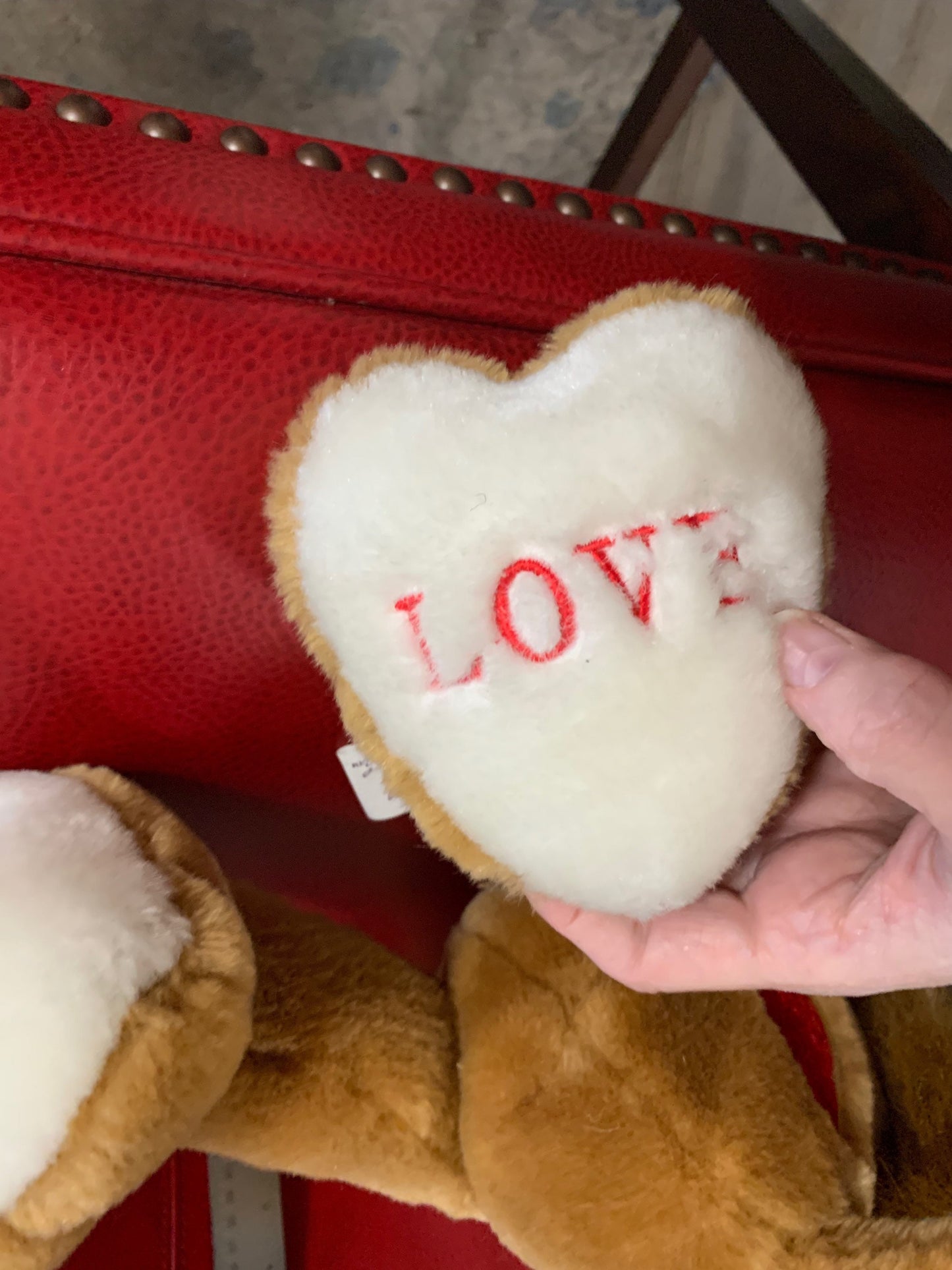 Vintage Chrisha Playful Plush Valentines Lion Plush. Pose-able legs. Rare