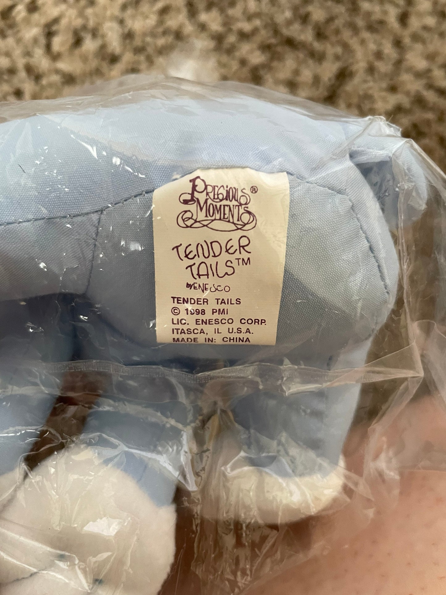 Precious Moments Tender Tails Blue Kitty Cat Plush 1998 New