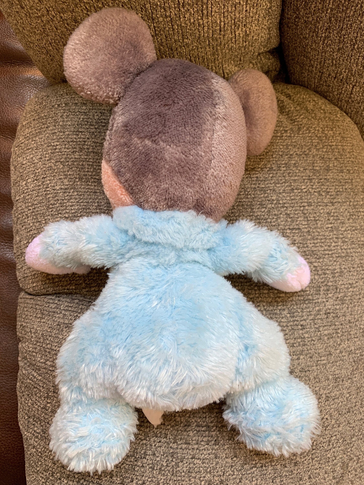 Disney Parks Baby Mickey Mouse Plush Rattle Pastel Blue Super-Soft Plush Toy Stuffed Animal toy