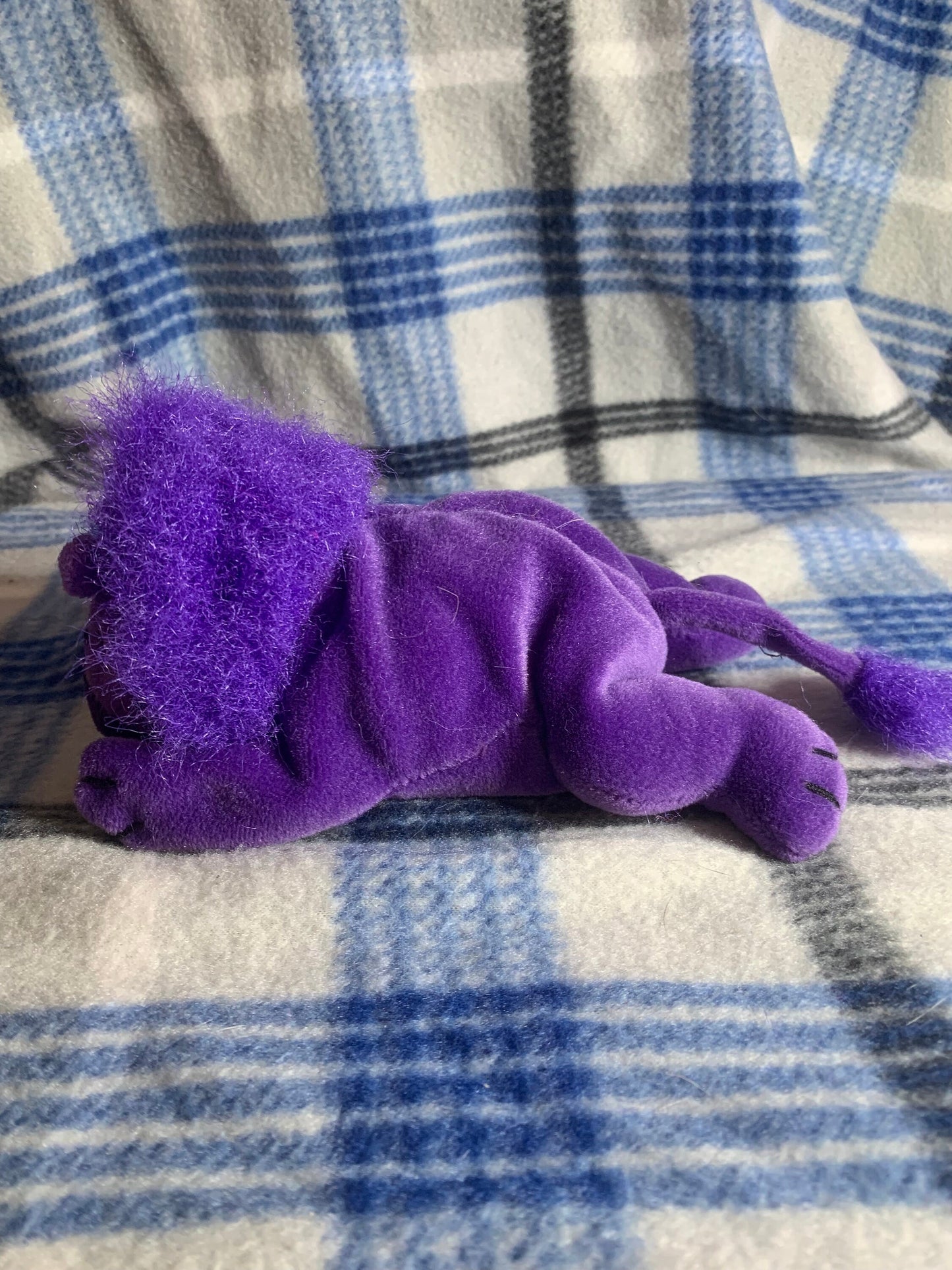 Vintage Purple Clark/Clarence the Lion Floppy Friends Beanie Plush. Rare and Hard to Find!