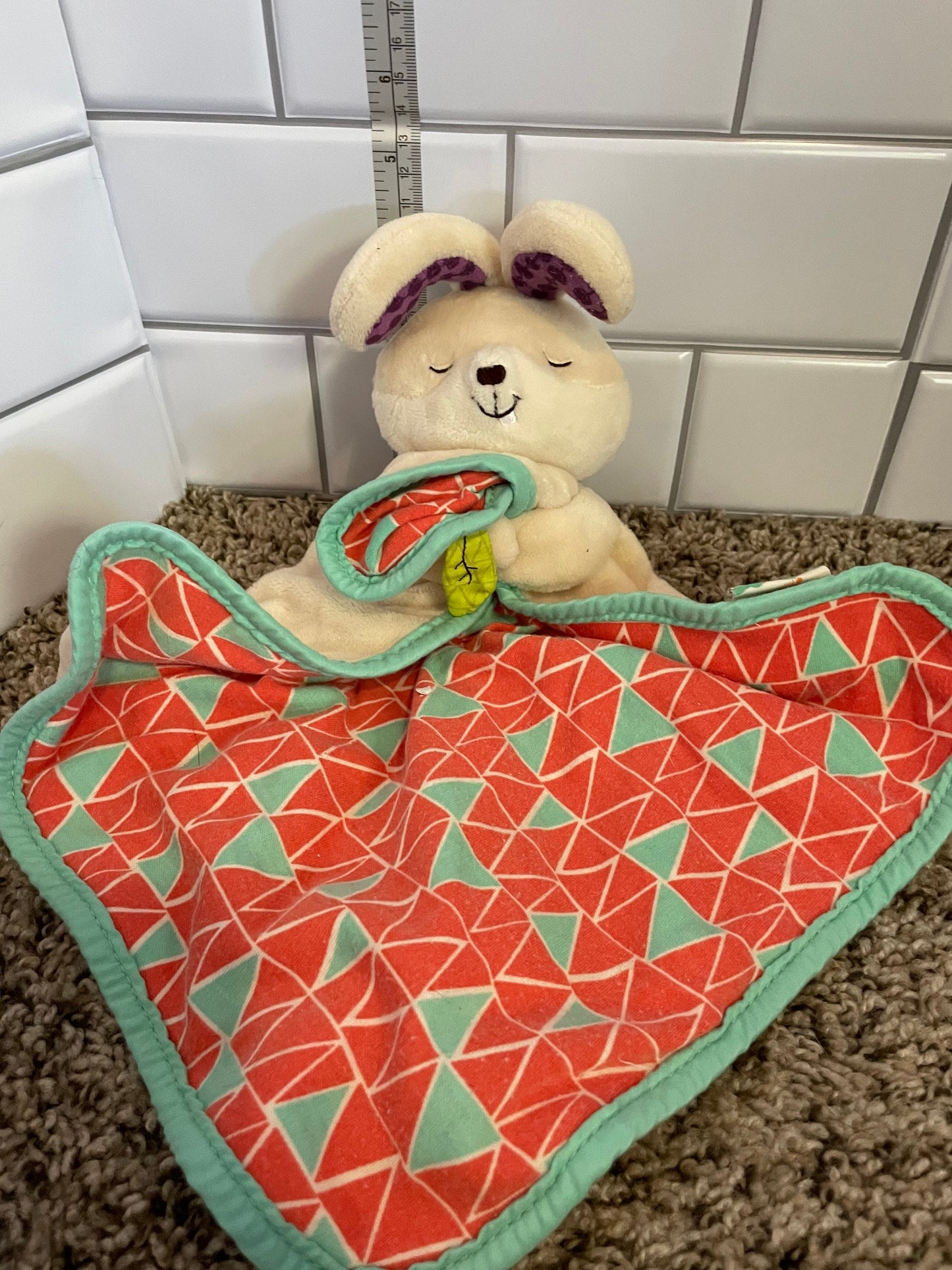 B Cuddly Plush Bunny Lovey Rabbit Baby Security Blanket