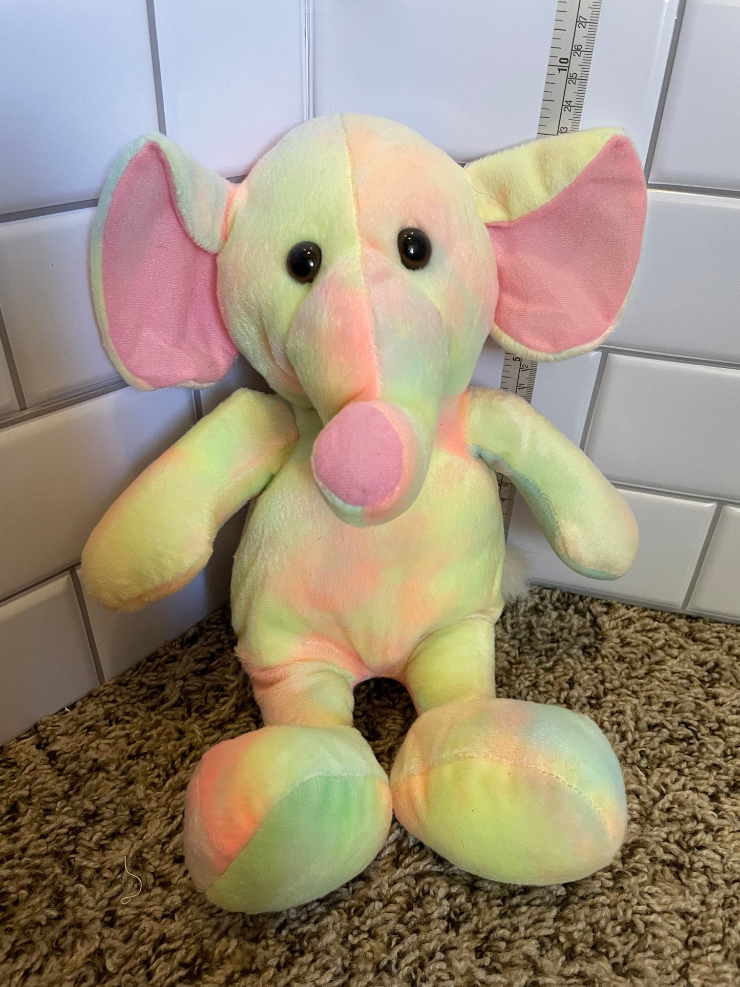 Pastel tie dye elephant plush