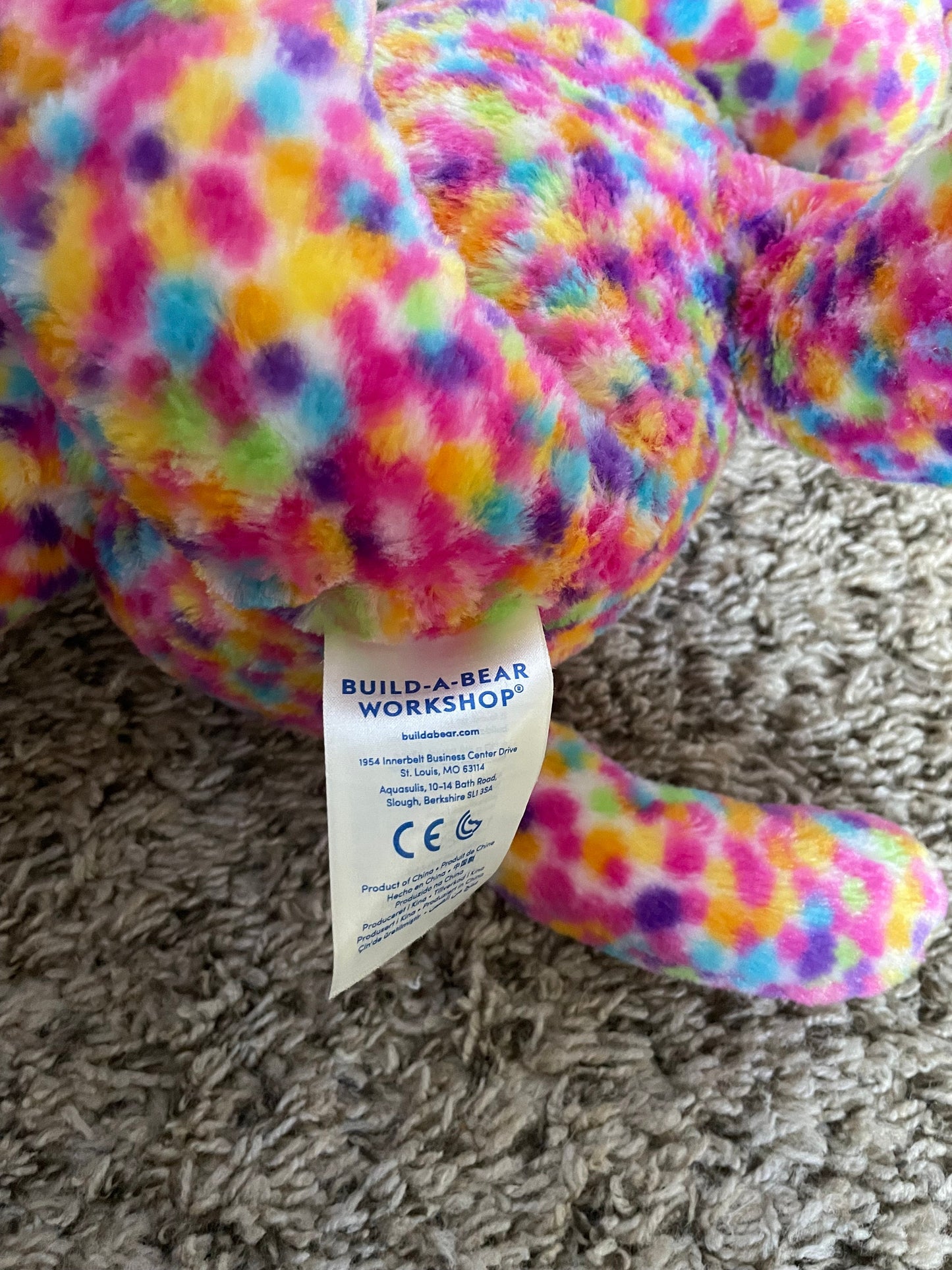 Build A Bear Kitty Cat Plush Rainbow Confetti Dots