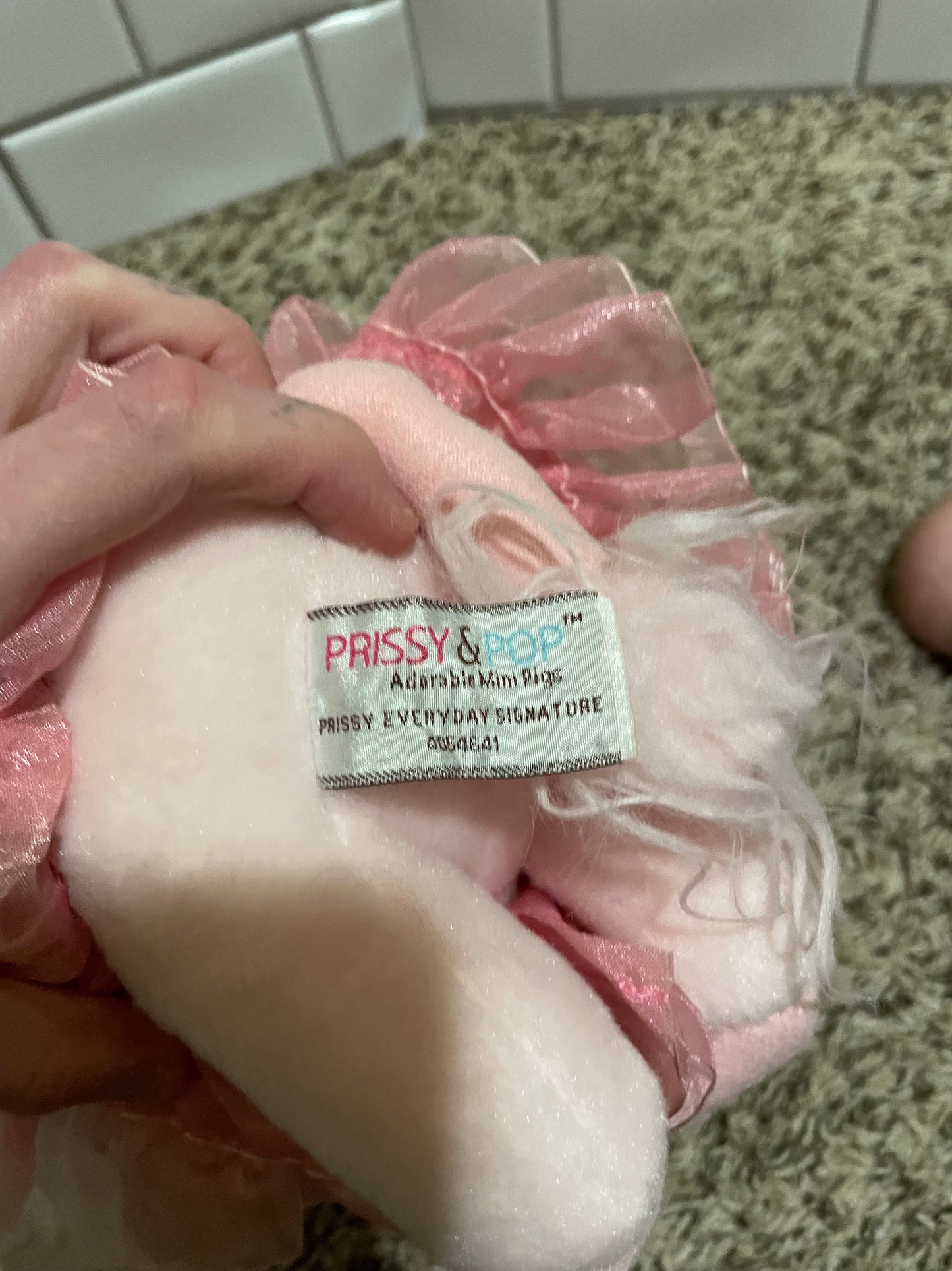 Prissy & Pop Pink Pig Plush Wearing Pink Dress And Pearls