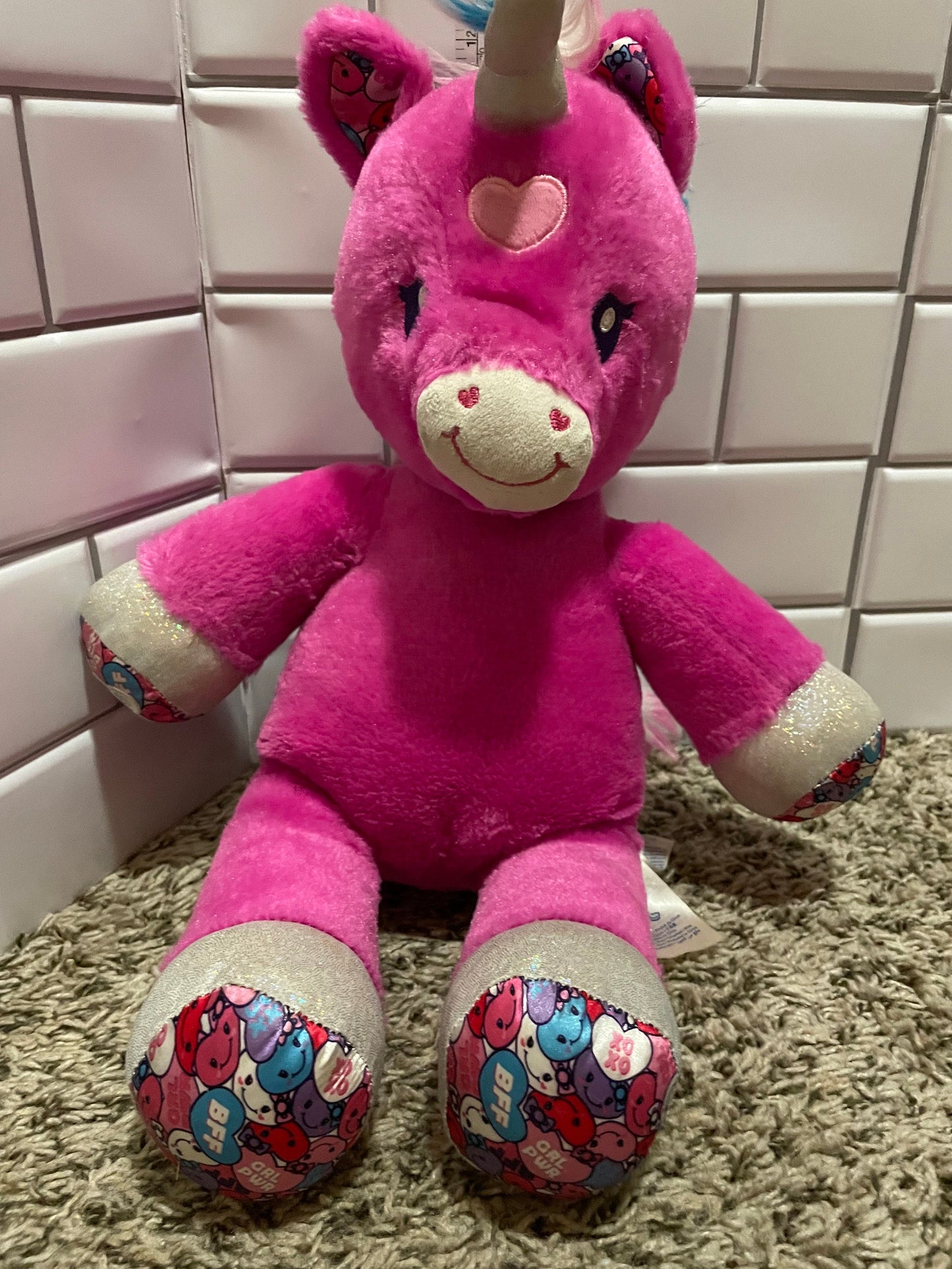 Build a Bear Pink Unicorn Heart Plush