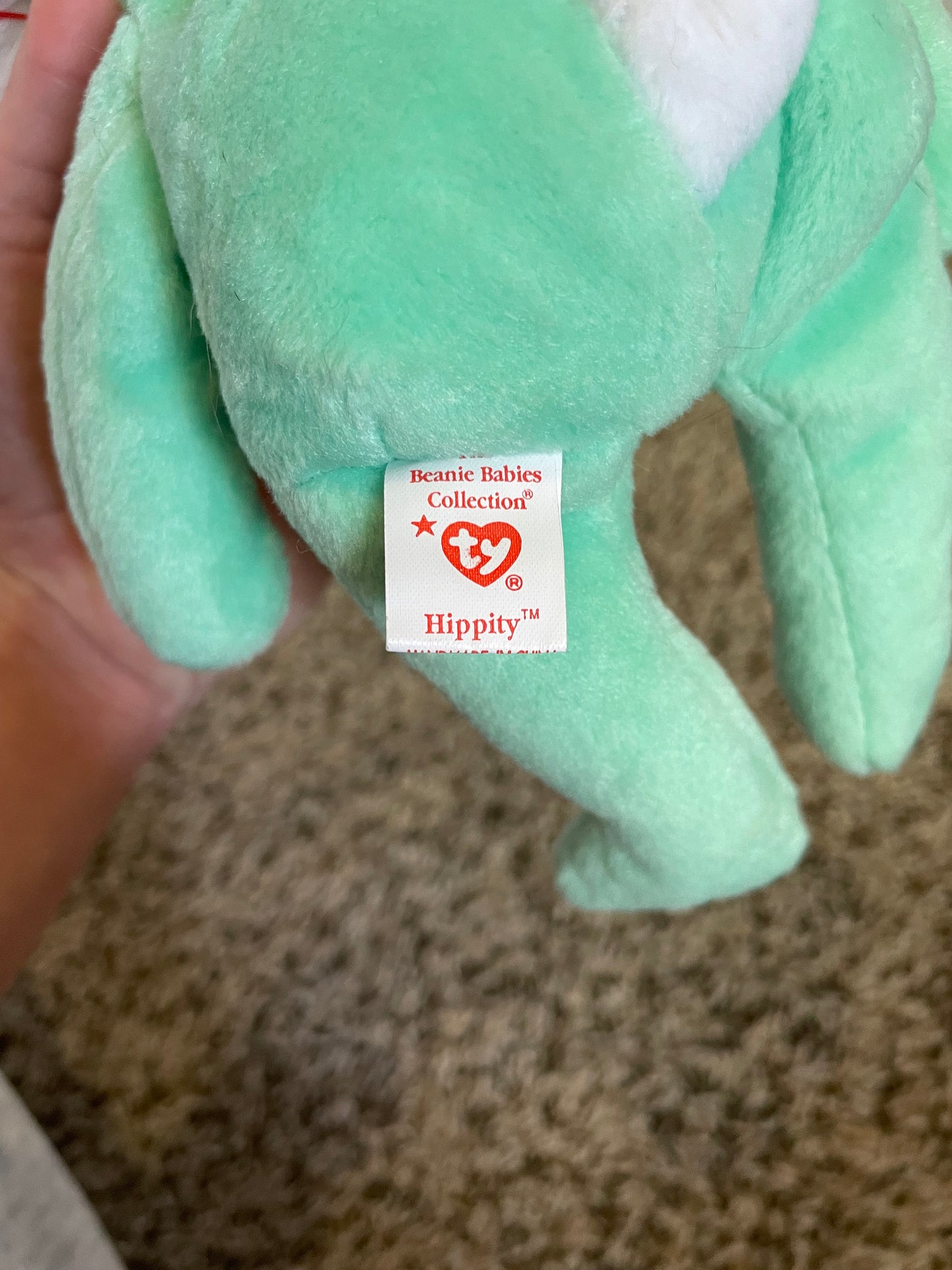 Ty beanie babies Hippity the green bunny plush NWT