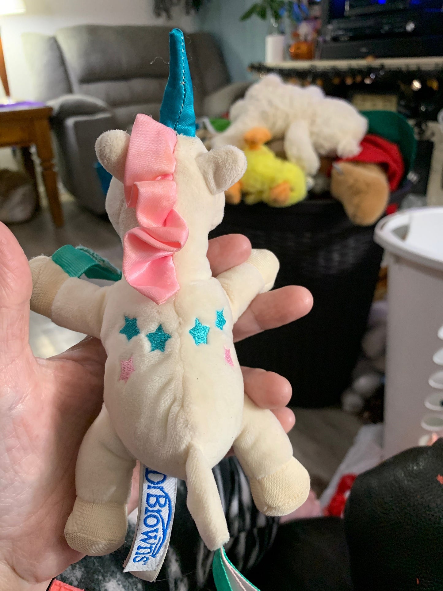 Dr. Brown's White Unicorn Pacifier & Teether Holder Plush