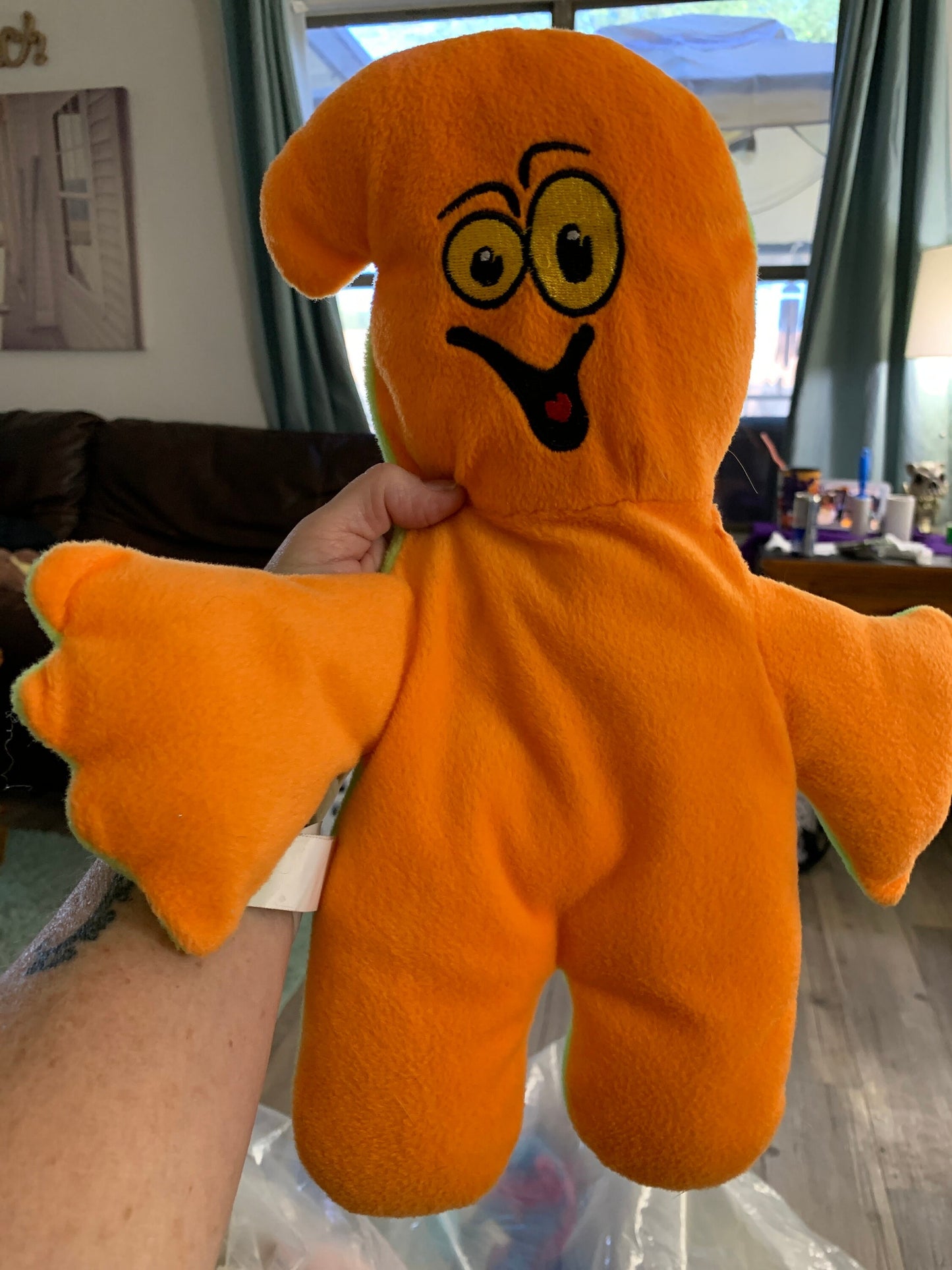 National Entertainment Network Double Sided ghost plush. Green and orange. Funny!