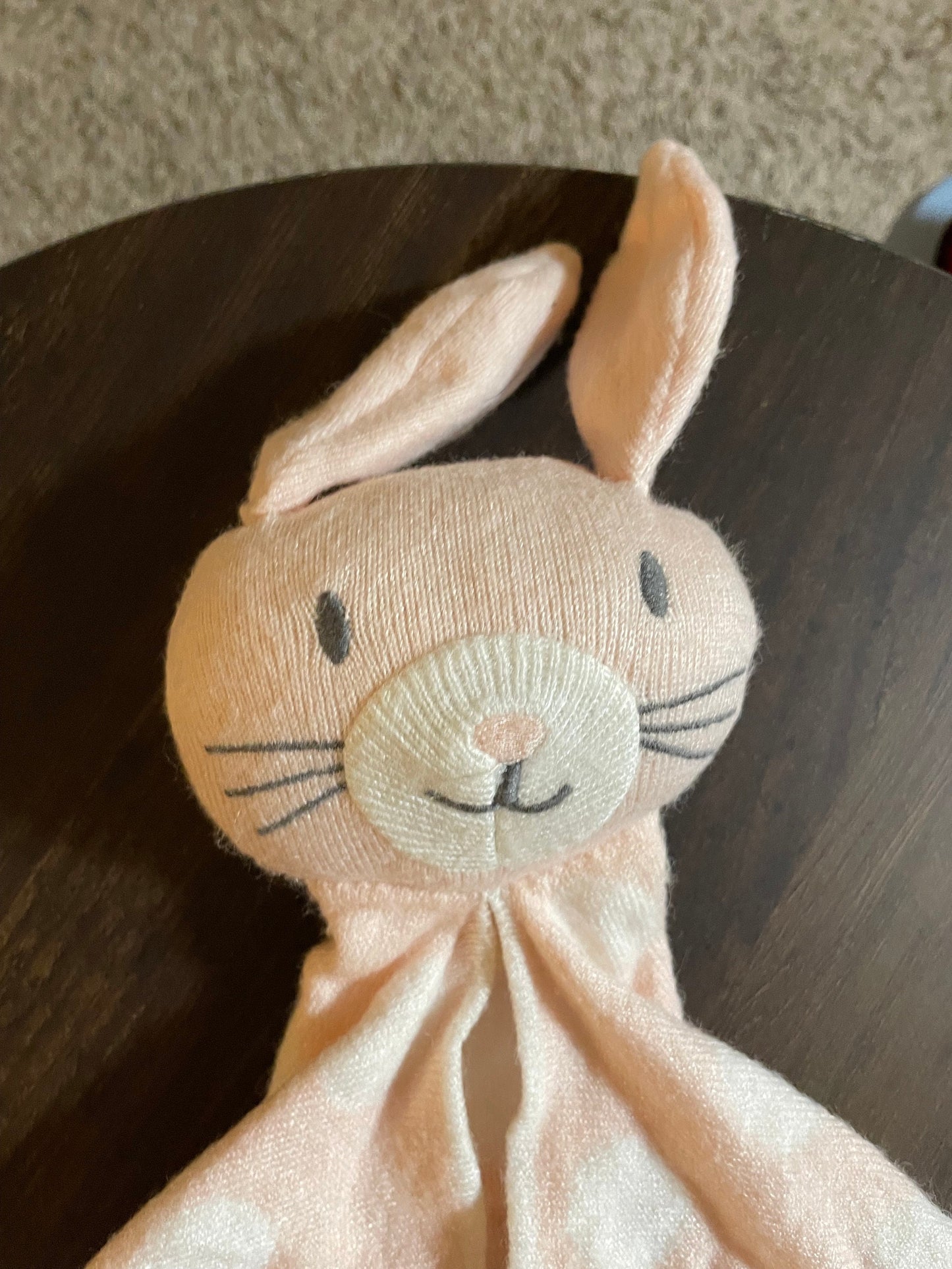 Not Your Grandmas Peach Knit Bunny Rabbit Lovey Security Blanket Plush