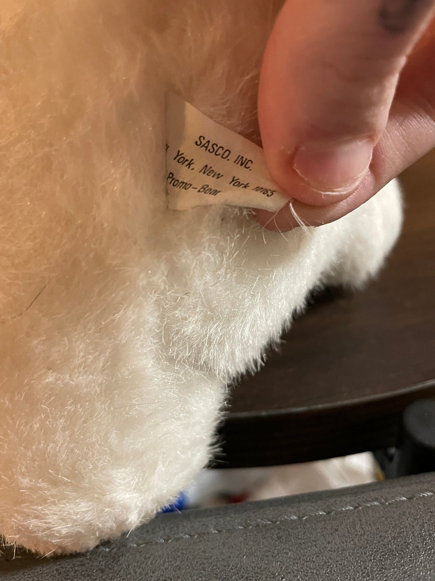 Vintage Sasco white teddy bear plush