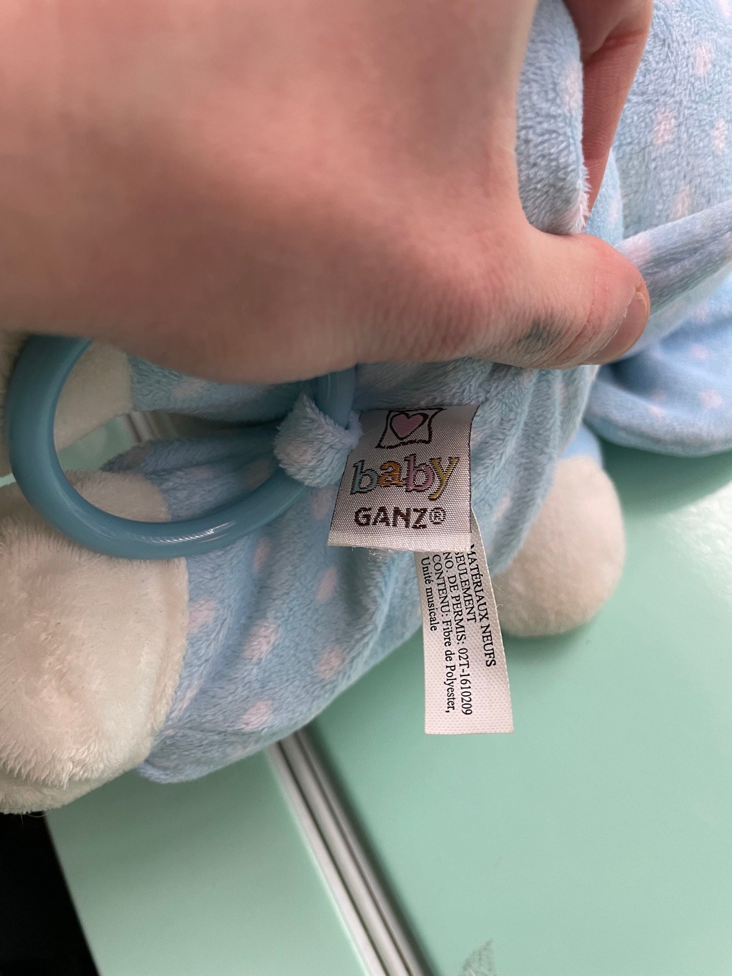 Baby Ganz Blue Polka Dot Elephant Plush (Untested Music Box)