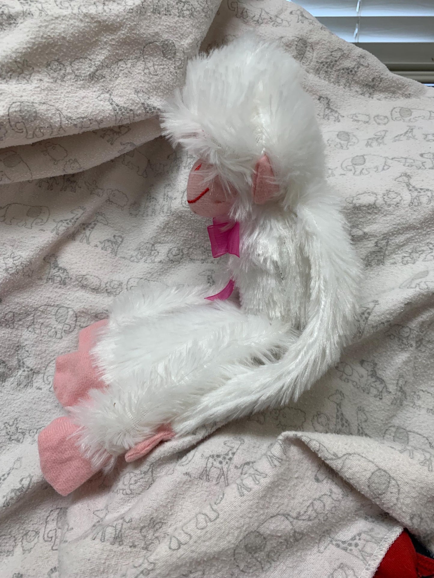 Fuzzy Friends Pink And White Monkey Plush. Choose Color and Stuffing. NWT