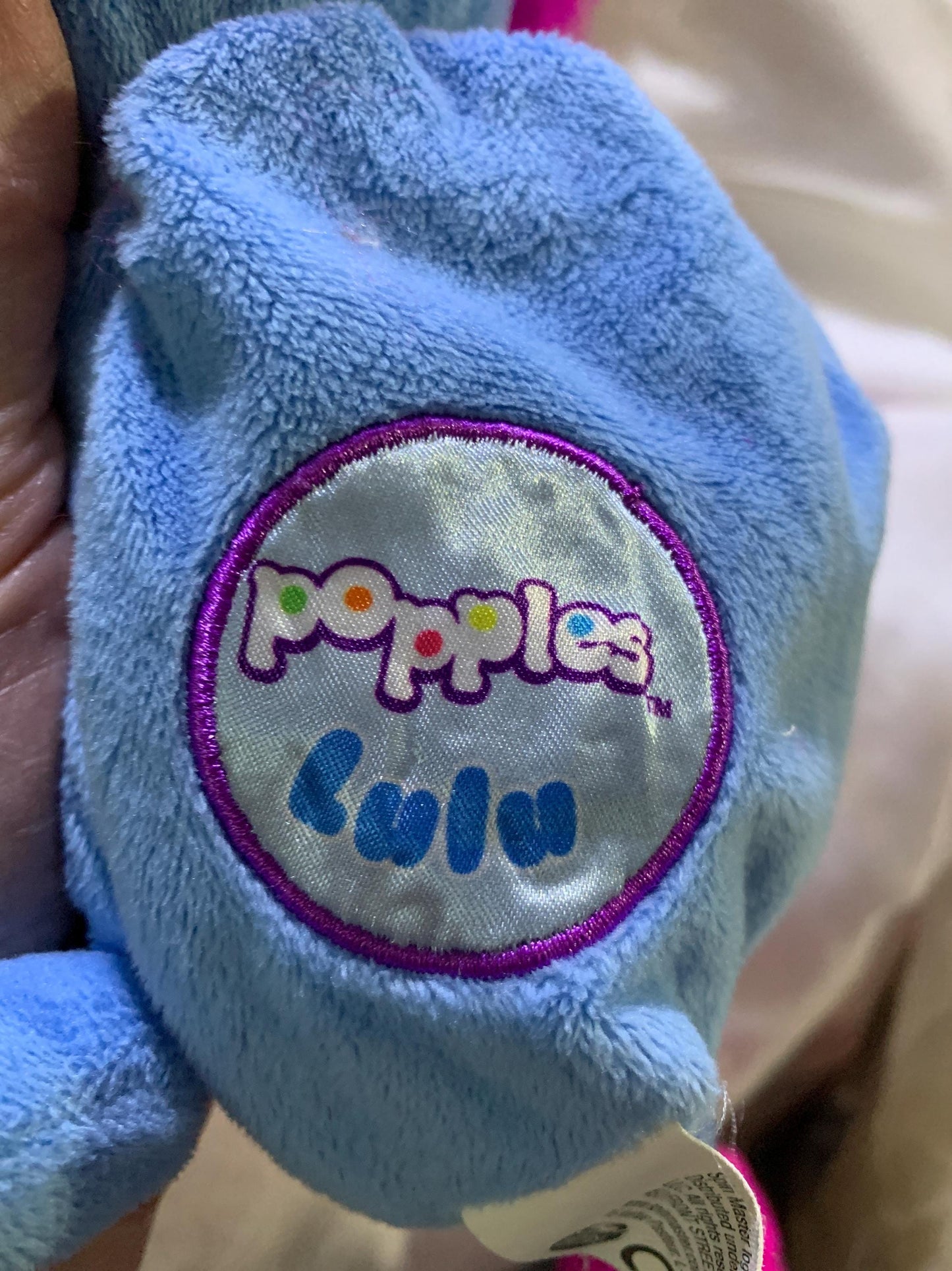 Vintage Popples Lulu Plush, Pink, Blue and Yellow, Spin Master
