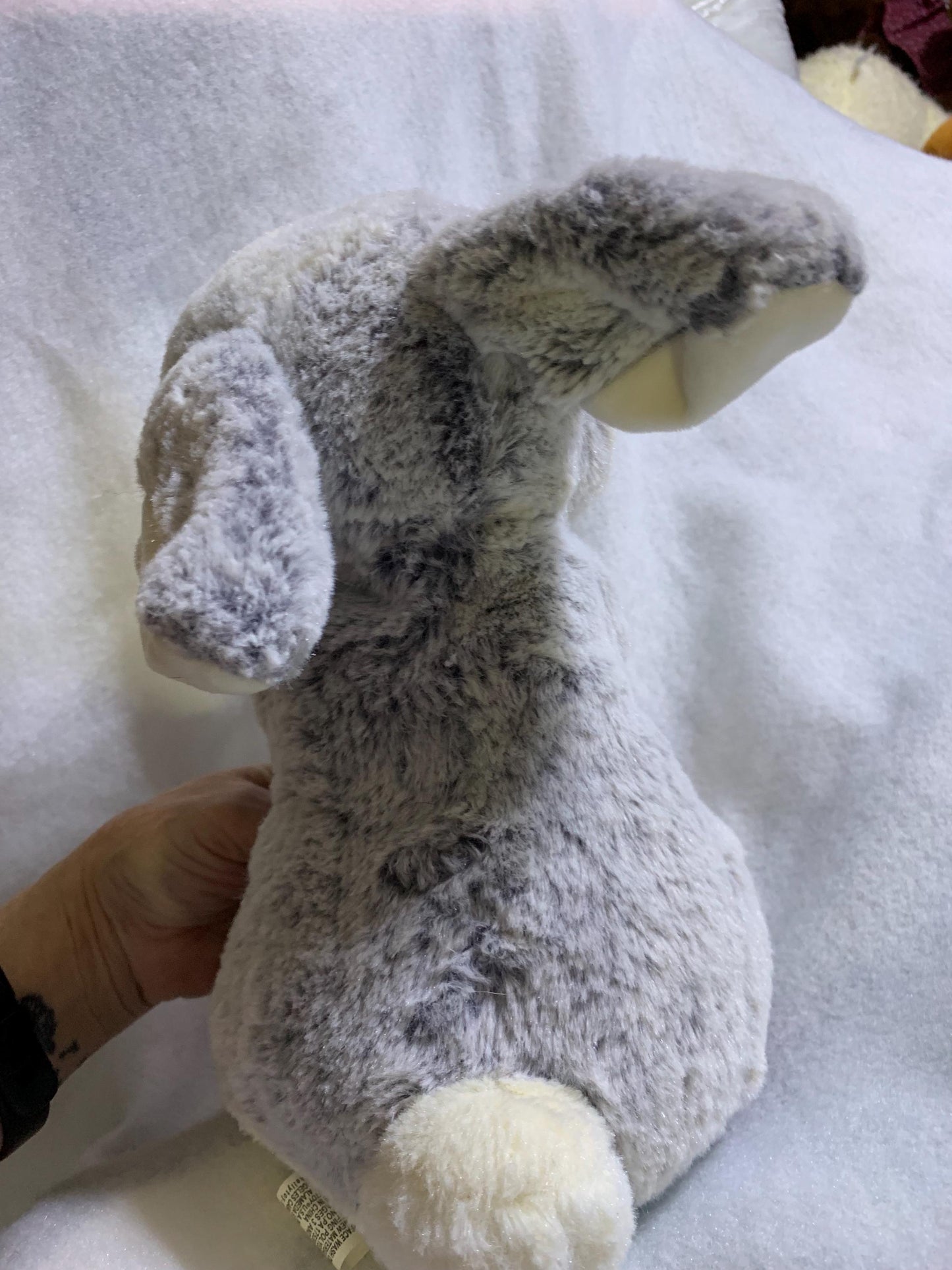 Gray and White Variegated Bunny Rabbit Plush. Bashful Face. Kellytoy
