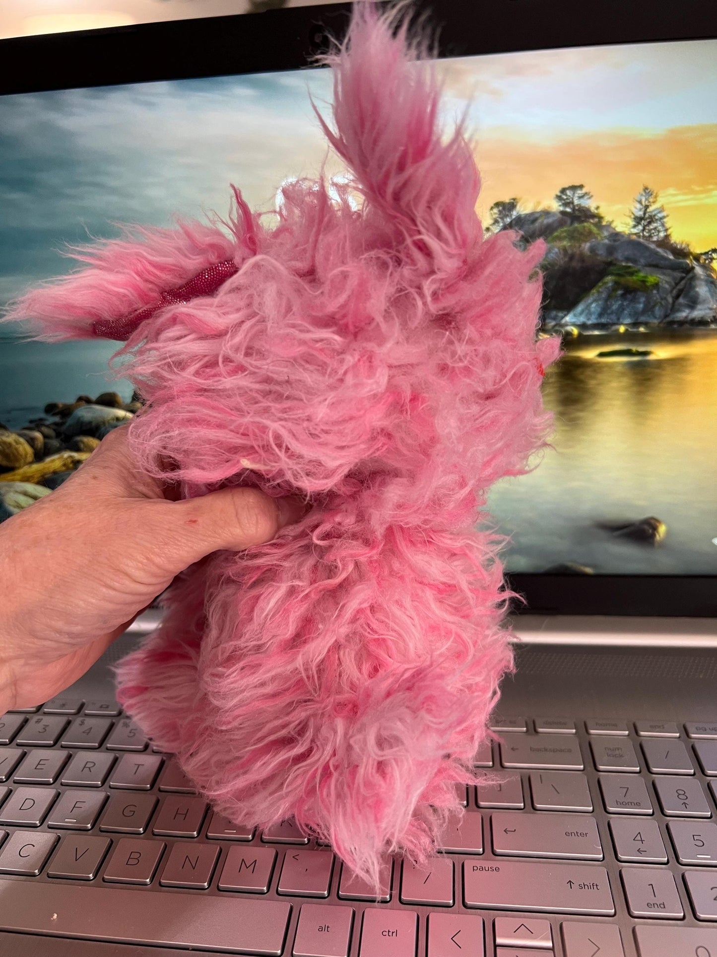 Scruff Luvs Plush Dog Toy, Pink and White, Blue Eyes