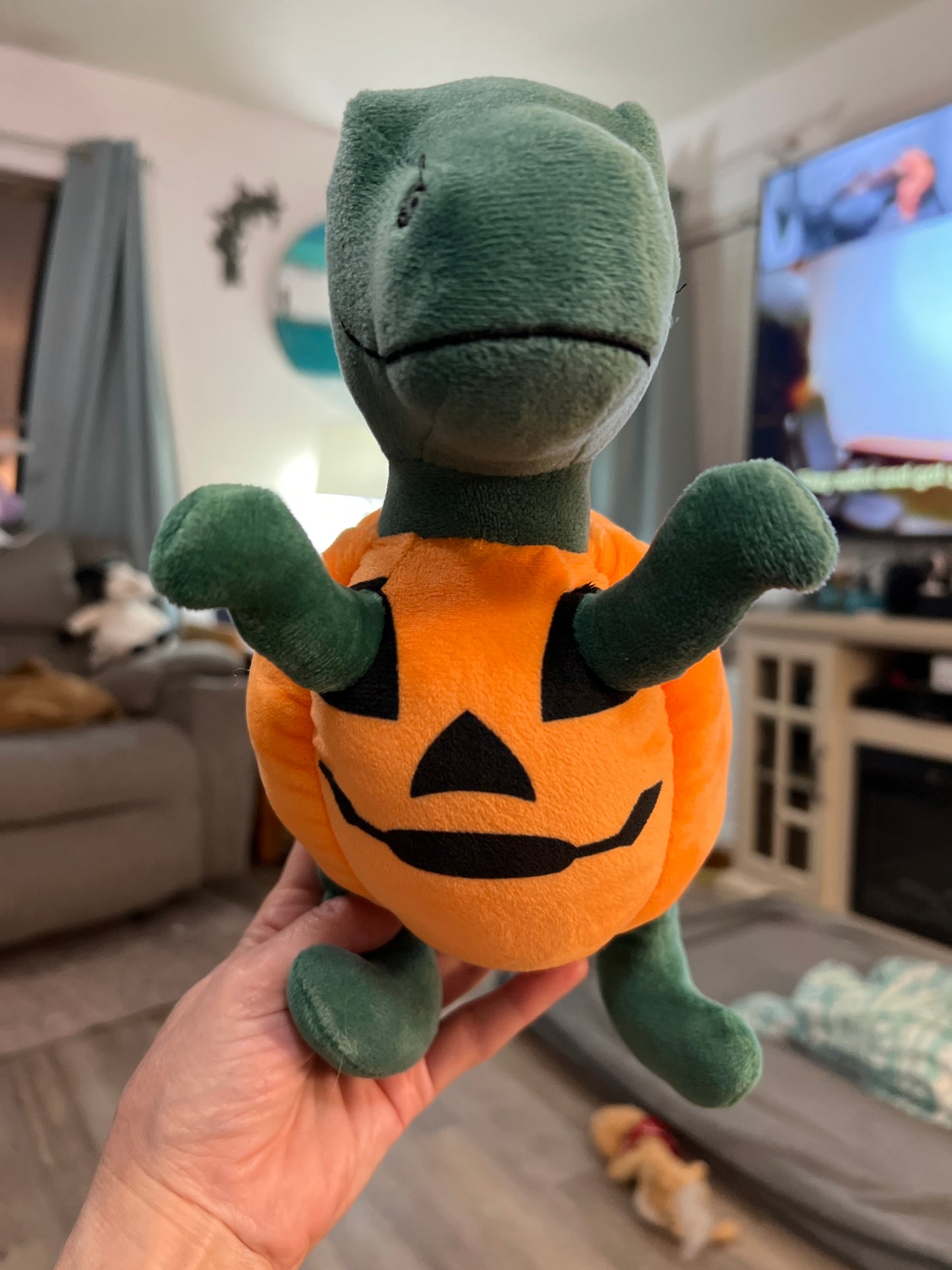 Fringe Halloween Dinosaur Pumpkin Dog Toy