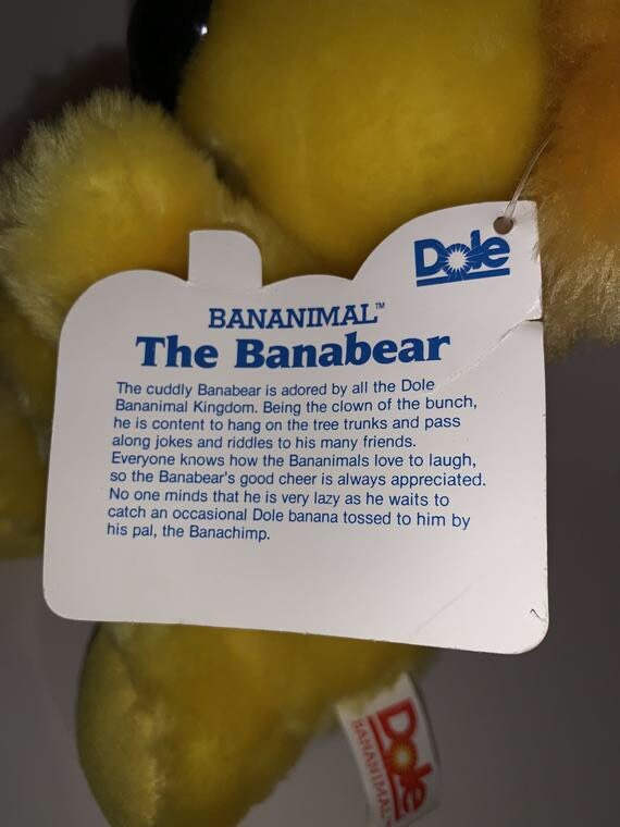 Vintage Dole Bananimal Koala plush promotional item. Tag for information only.