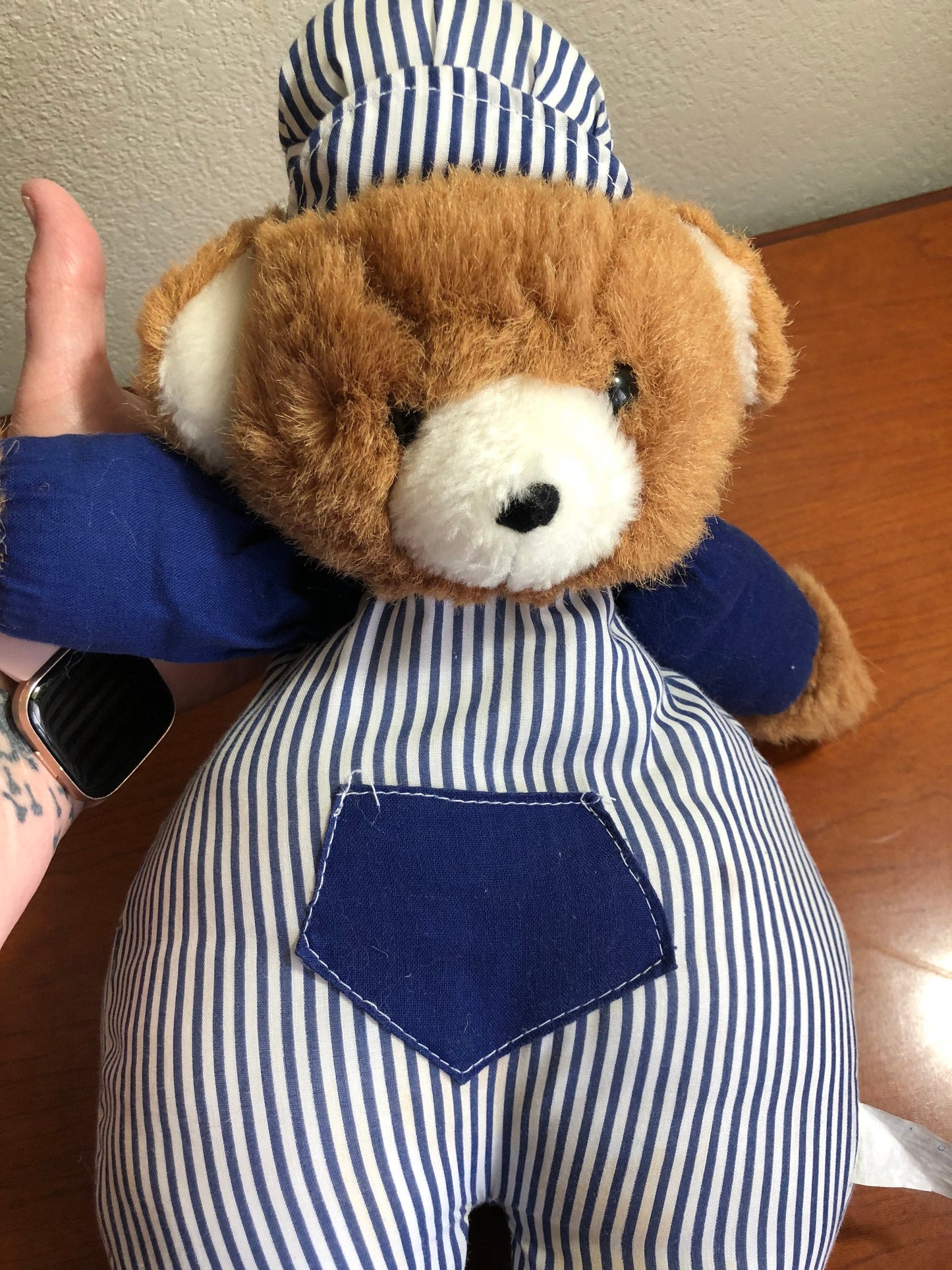 Vintage 1994 Fairway Plush Train Bear, 18" Stuffed Animal