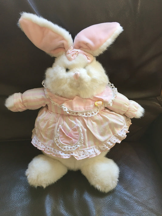 Vintage White Rabbit in Pink Dress