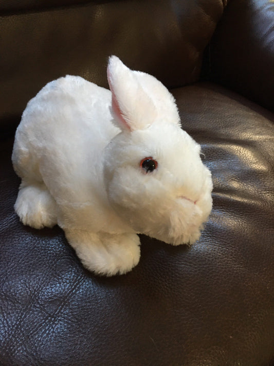 White Plush Bunny Rabbit, Pink Ears