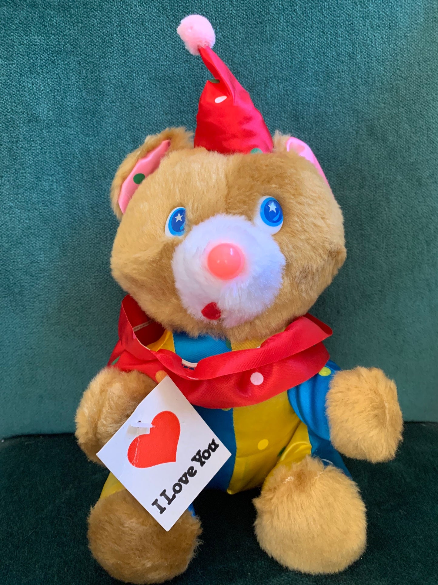 Vintage clown “I love you” bear