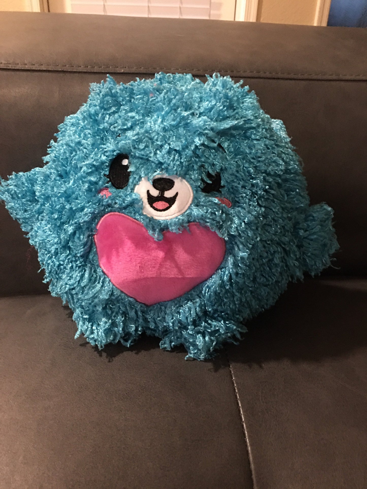 Pikmi Pops Blue Curly Bear Plush Stuffed Animal. Approximate 8”