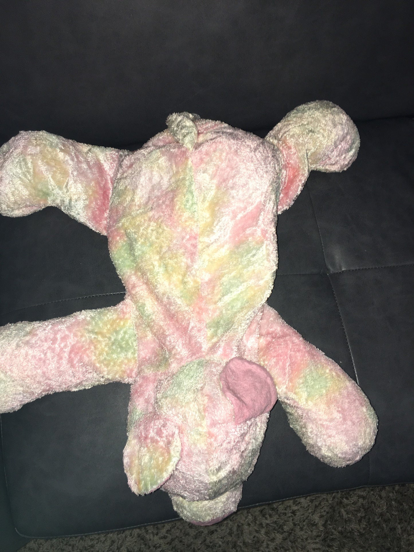 Vintage Adorable Pastel Blue and Pink Large Soft Pig plush Stuffed Animal