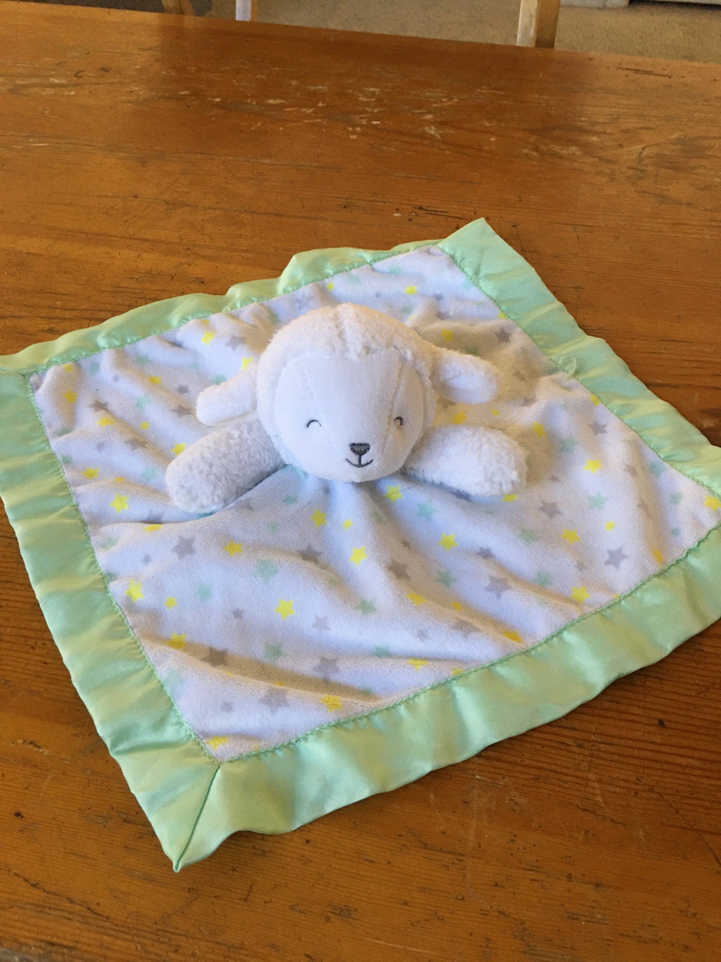 Lovie Security Blanket Carters Lamb Green Yellow Stars Lovey Child of Mine