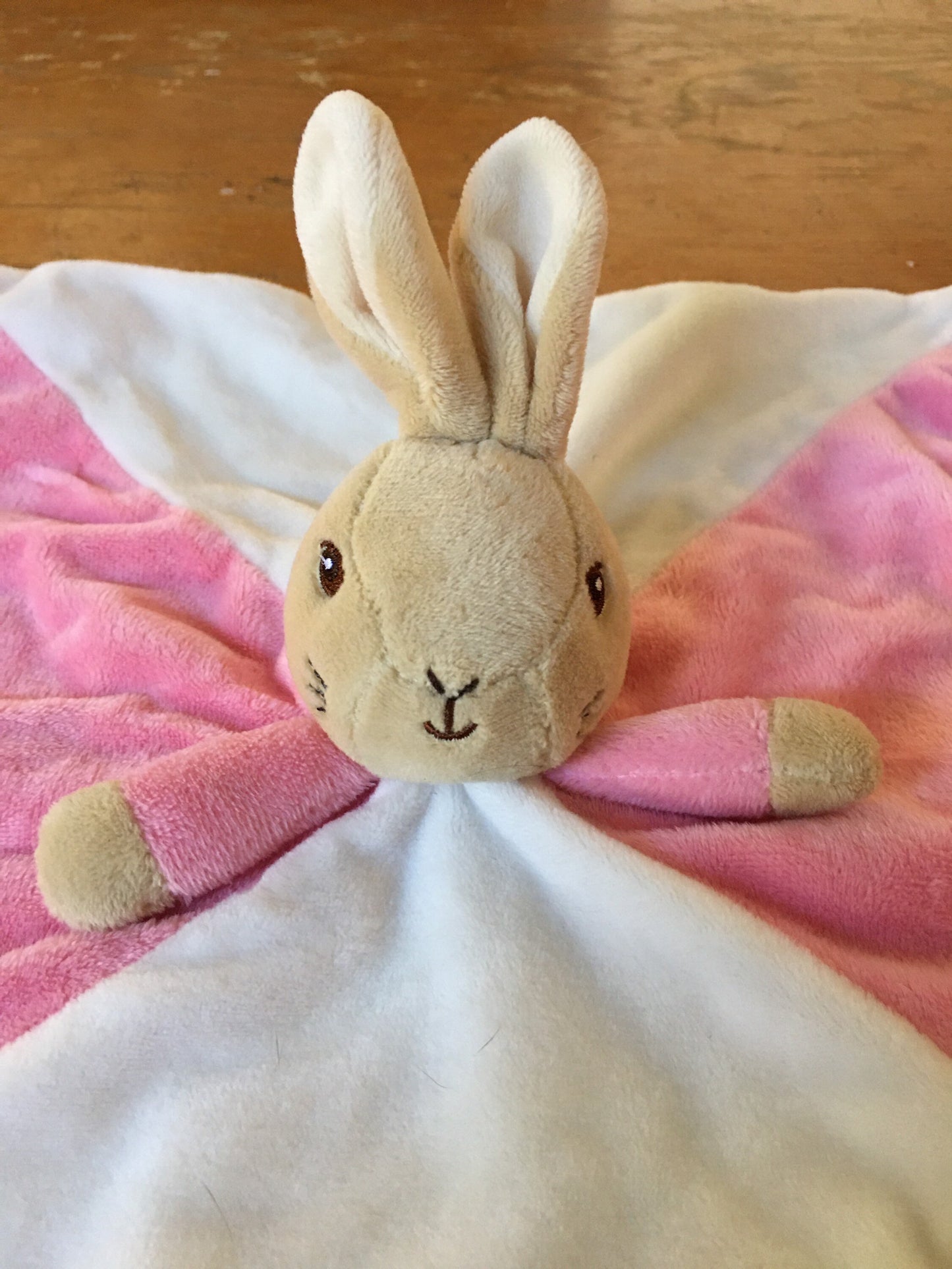 Flopsy Bunny Comforter Rattle Blanket - Pink and White Lovey