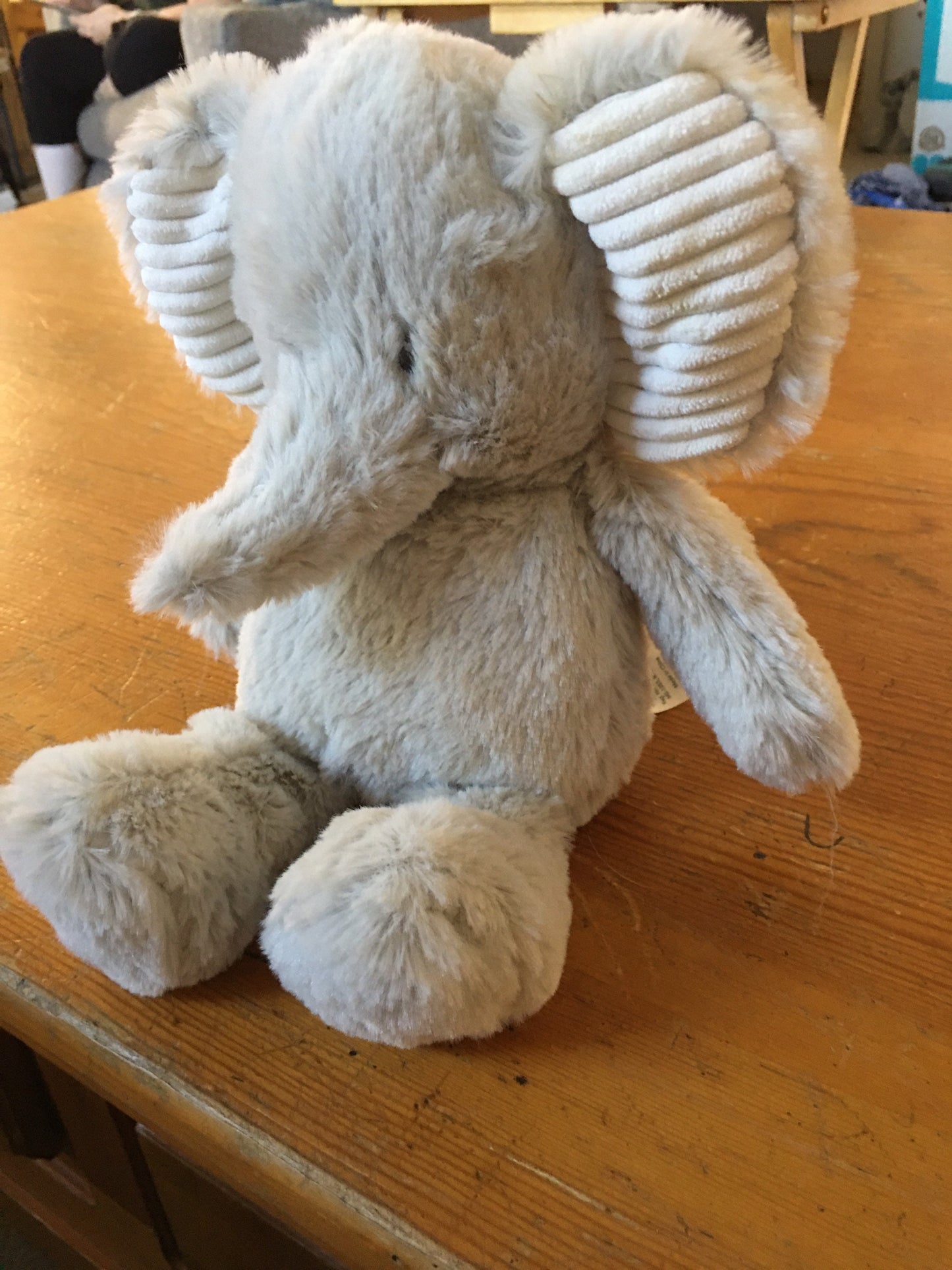 Carters Gray Plush Elephant Toy, Cream Corduroy Ears