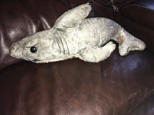 Vintage Very Old Shark Stuffed Animal Plush Toy Genie Toys