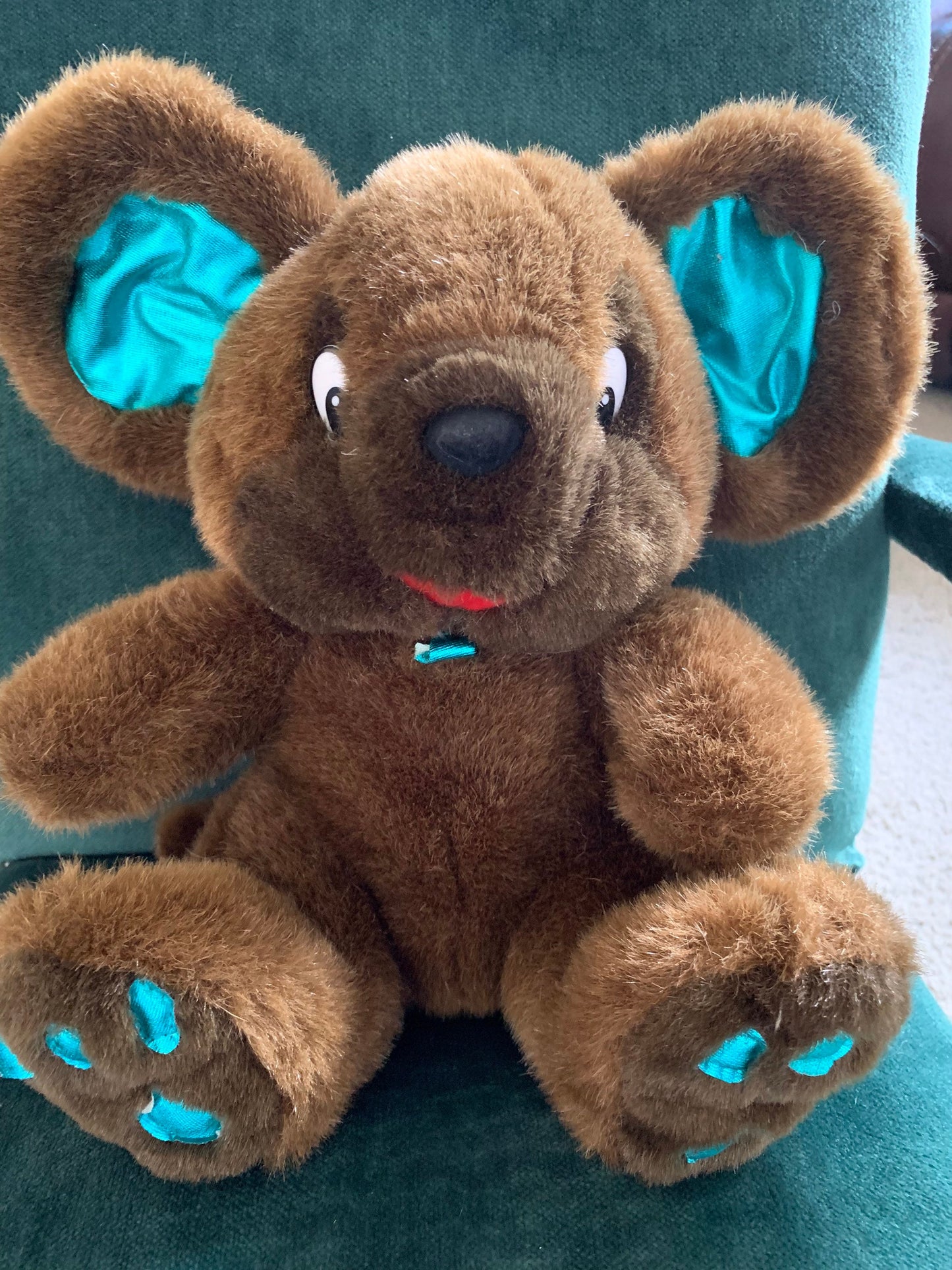 Vintage Brown and Blue Baby Mouse stuffed Animal Plush Toy